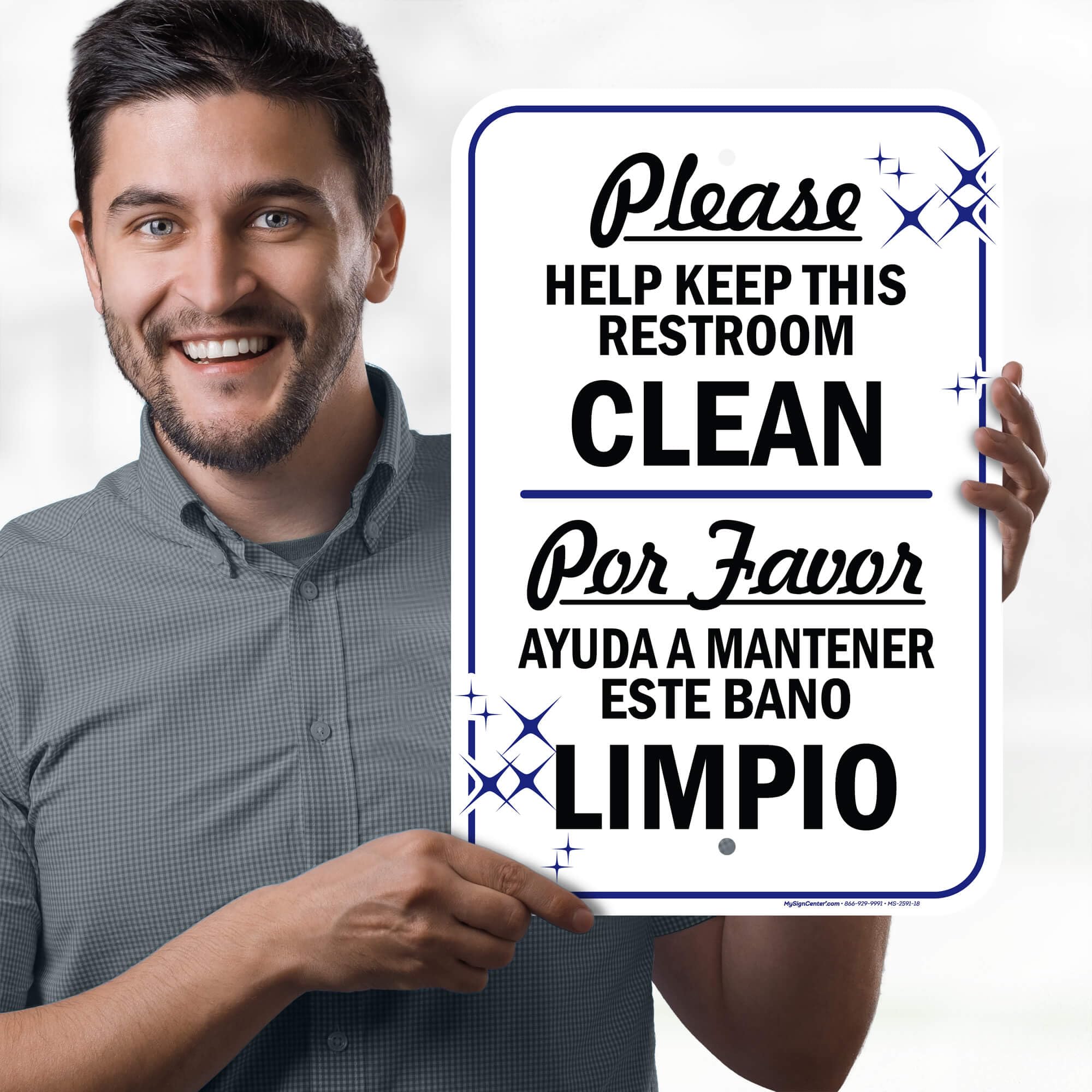 Commercial Bathroom Signage Restroom For Customers Only Bilingual Sign ...