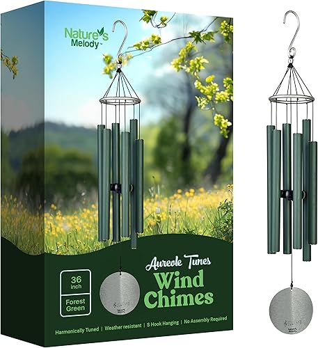 Miniatura 8 de Nature's Melody Aureole Tunes Wind Chimes – Campanilla de viento para exteriores con 6 tubos afinados a escala pentatónica de Do, aluminio 100%