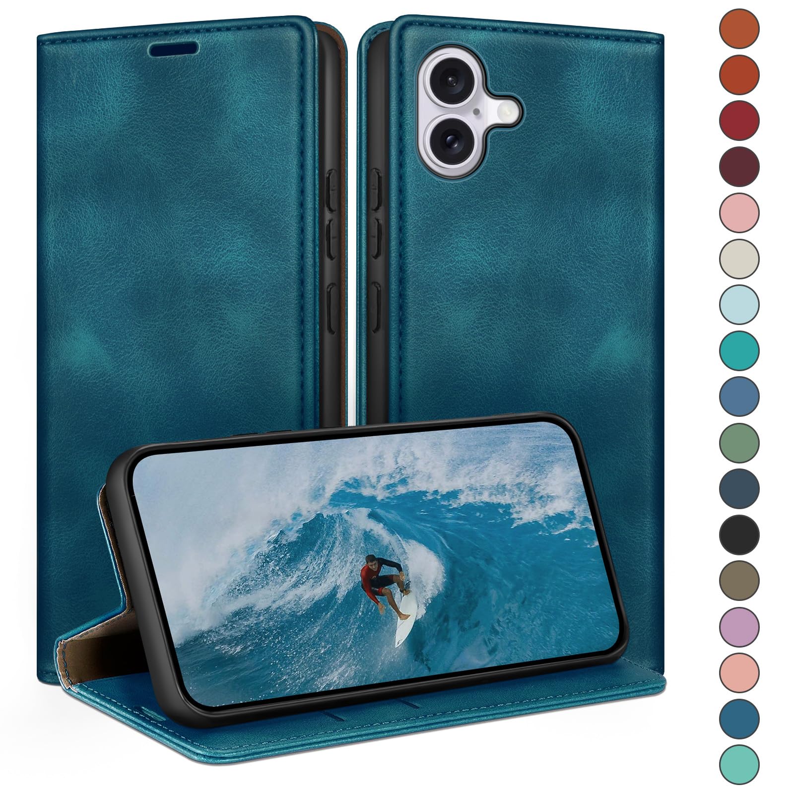 Coques de Case iPhone 16 Portefeuille Cuir | Protection Antichoc RFID - 7