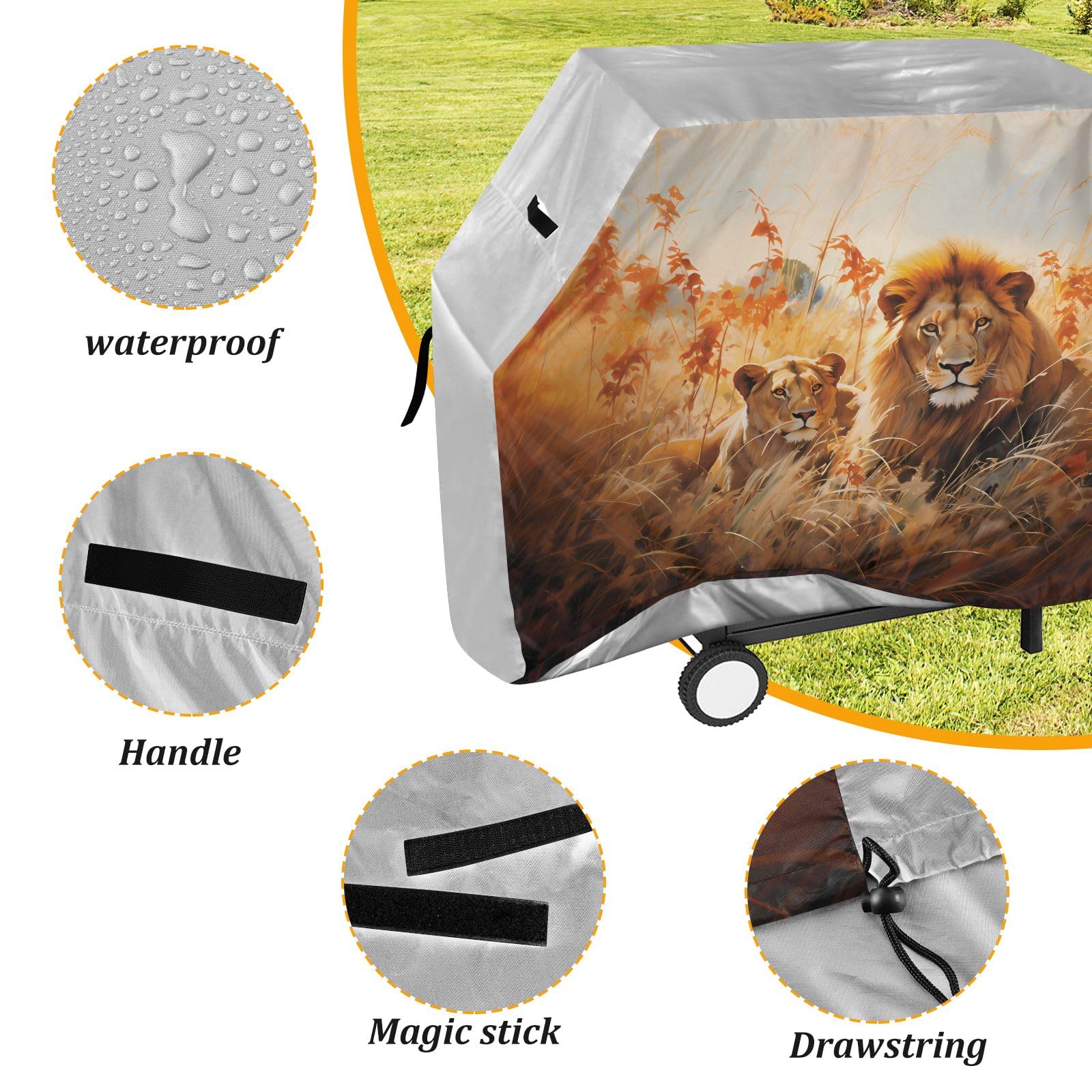 Leone africano Savannah BBQ copertura impermeabile resistente barbecue coperture all'aperto