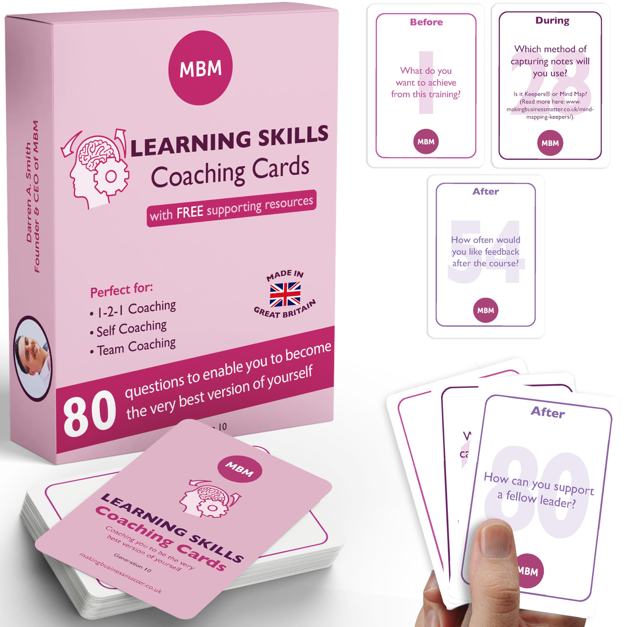 MBM 80 Learning Skills Coaching Cards – Professional Development Flashcards & Self-Growth Exercises | Boost Emotional Intelligence, Critical Thinking & Knowledge Retention