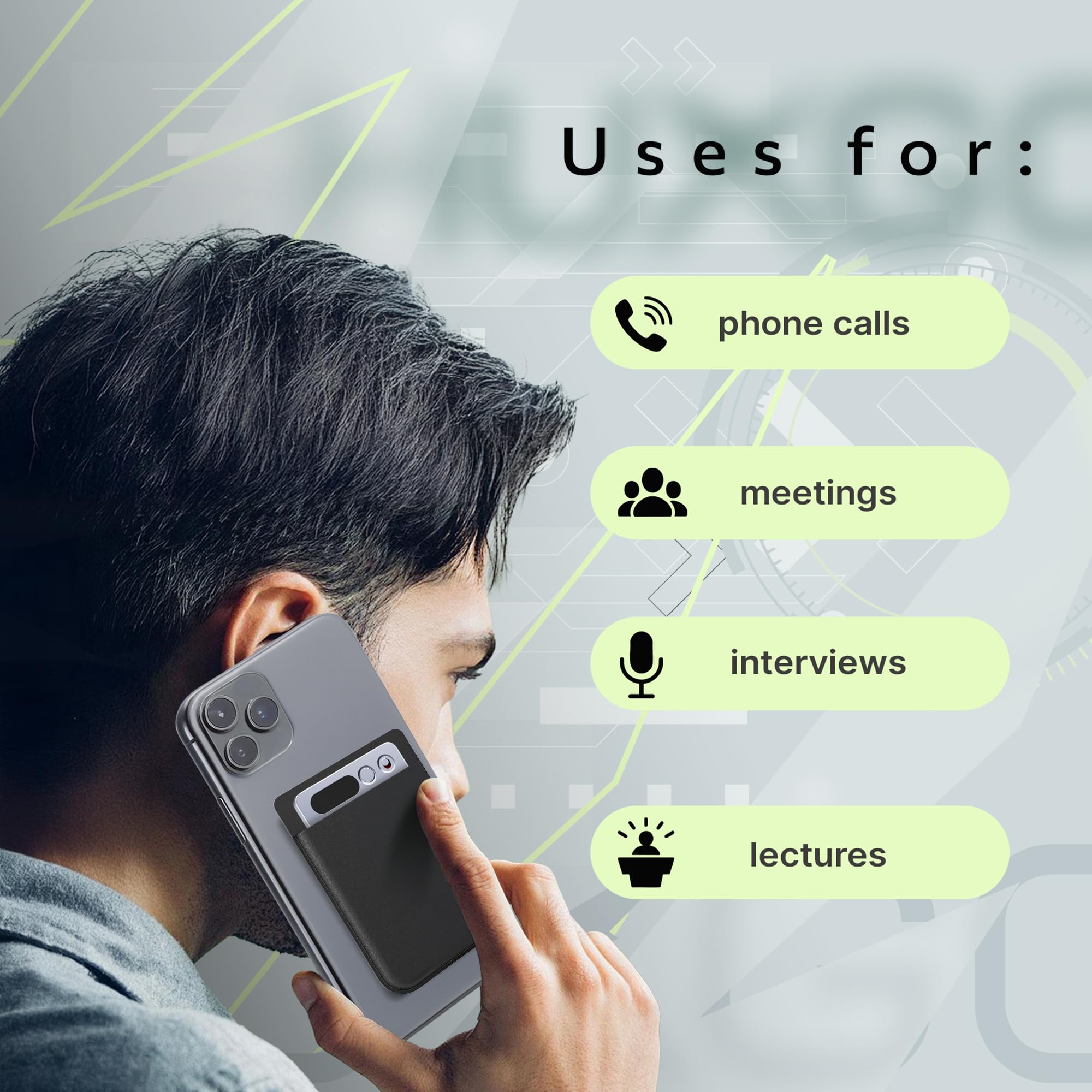 Dyktafon z AI - mini voice recorder cyfrowy 64Gb | Transkrypcja AI przez aplikację, nagrywanie One-Touch | Do spotkań, wywiadów i wykładów