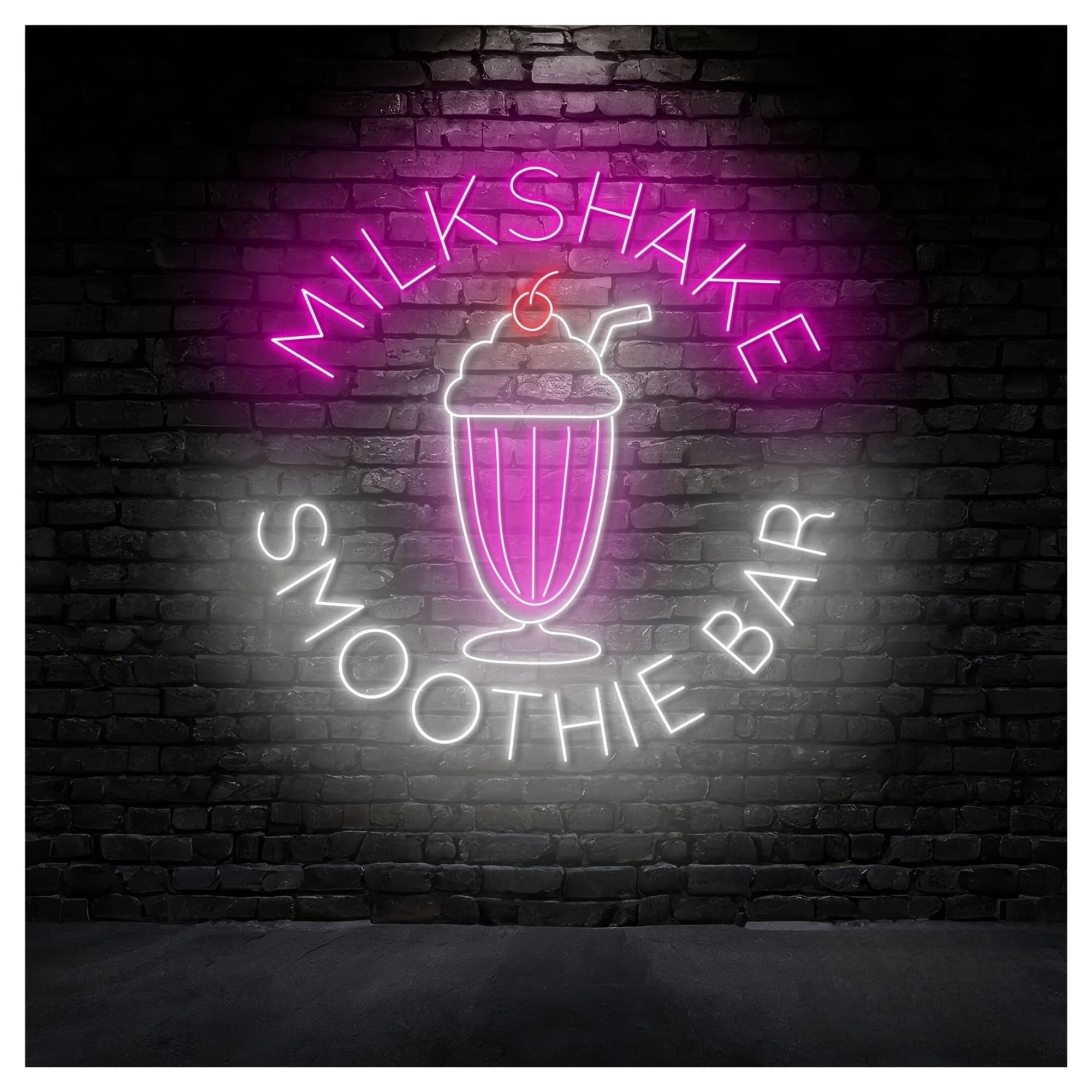 Hanging Art Neon Signs Milkshake Smoothie Bar Neon Sign LED Light Dimmable For Business Drink Shop Bar Pub Wall Decor 58cm