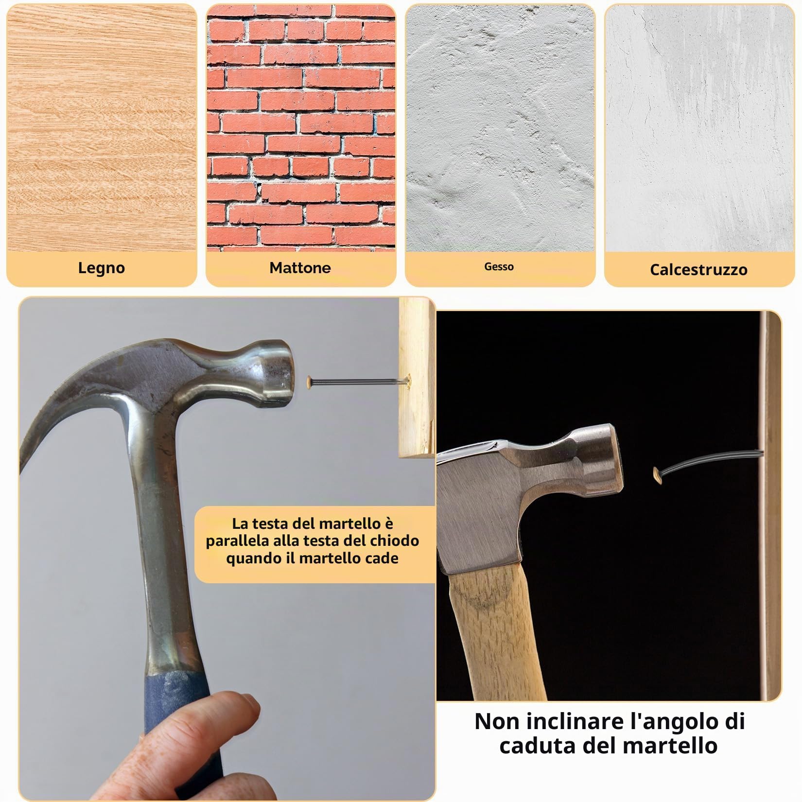 130 Pezzi Chiodi per Pareti in Cemento, Set di Chiodi in Acciaio per Calcestruzzo, Kit Chiodi, Chiodi per Appendere Quadri, Assortimento Chiodi per Intonaco Mattoni Legno, Set Chiodi in Acciaio