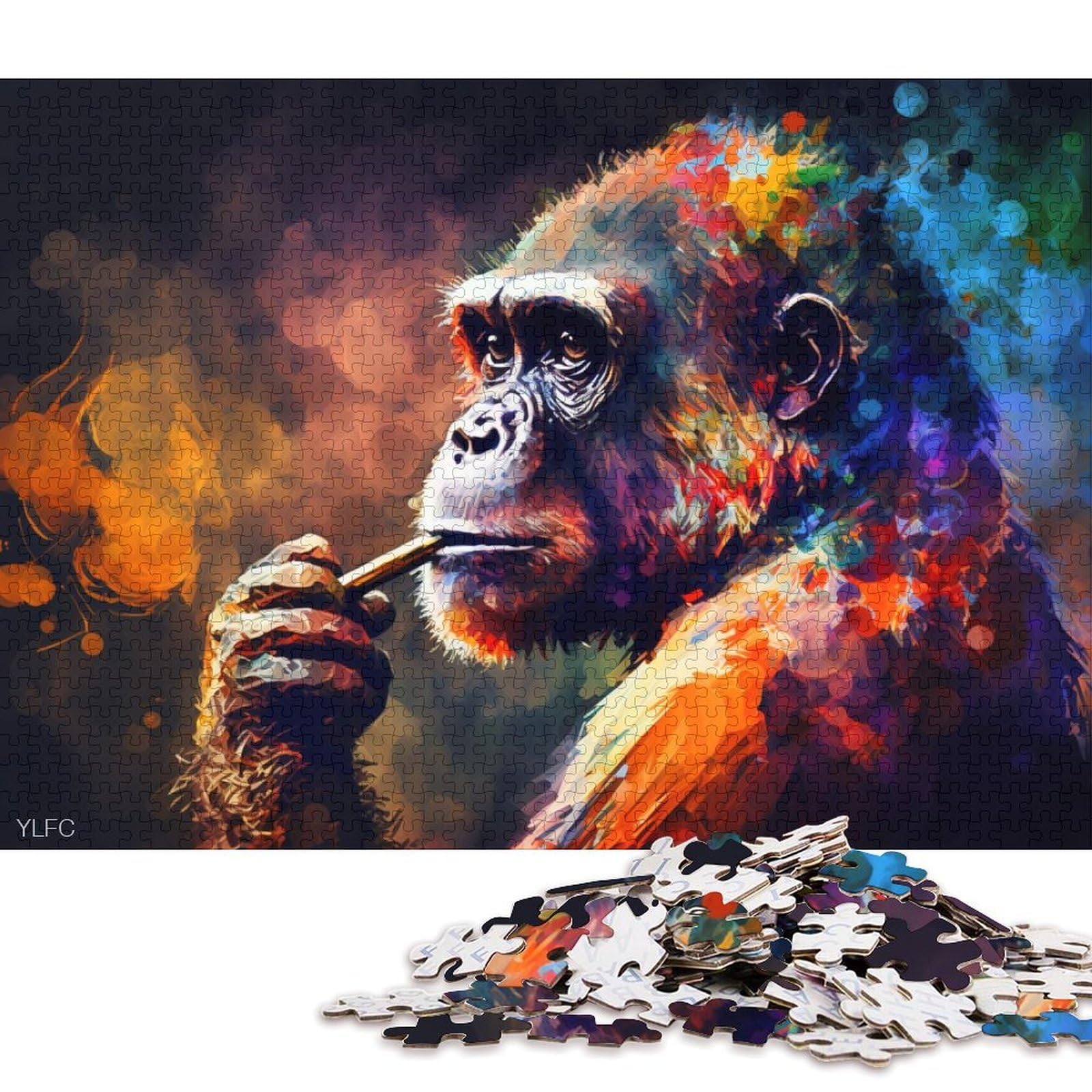 1000 Piece Puzzle Monkey Smoking Puzzles for Wooden Puzzles Educational Games Home Decoration Puzzle. 75 * 50cm/1000pcs