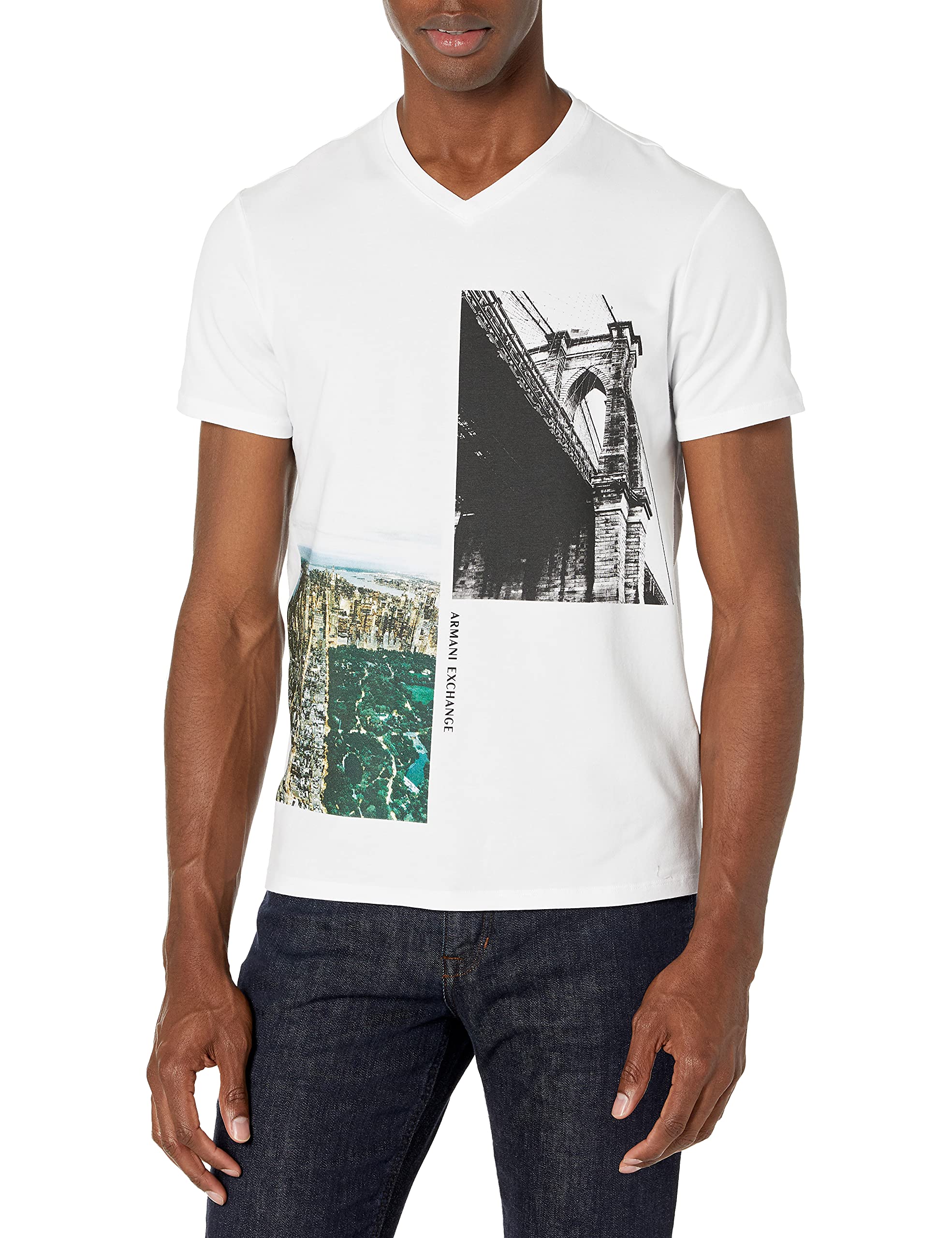 AX Armani Exchange mens New York Icons V-Neck T-Shirt T-Shirt