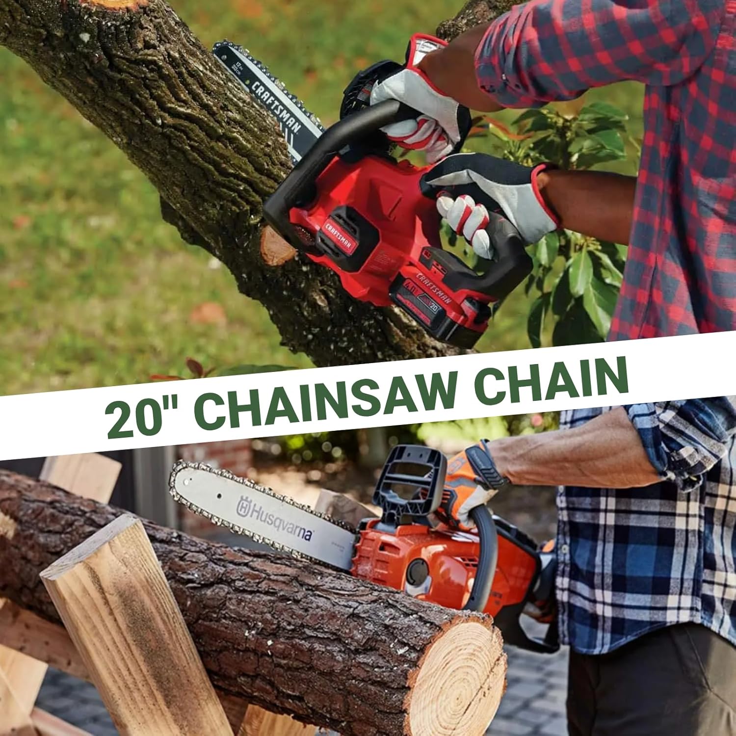 20 Inch Chainsaw Chain 80 Drive Links .325" Pitch .050" Gauge Compatible with Fits Husqvarna450 Rancher,4435E,440E,445E,450E,Jonsered CS2252 MAKITA EA5600F Craftsman S205 and More (4Pack)