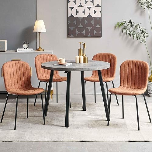 Miniatura 16 de Juego de 4 mesas de comedor rectangulares con sillas tapizadas, mesa de cocina moderna y sillas para espacios pequeños, color verde Terciopelo