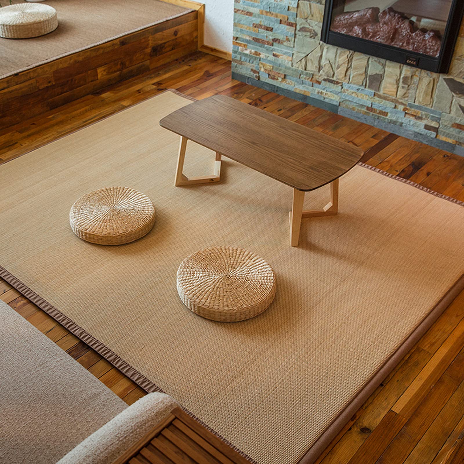 Naturfaser Bambusteppich,Strapazierfähiger Bordürenteppich,Rutschfester Teppich Bambus,2,5cm Dicker Bambusmatte,Aufrollbar,für Wohnzimmer Schlafzimmer Tee Raum Zen-Raum (W115xH250cm/45.3"x98.4")