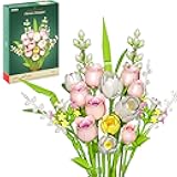 Tulip and Rose Flowers Bouquet Building Sets 18-Pack, Halloween Christmas Valentine's Back to School Gift for Women Girl Girlfriend, Artificial Flower Kits Plant Botanical Collection Home Decor