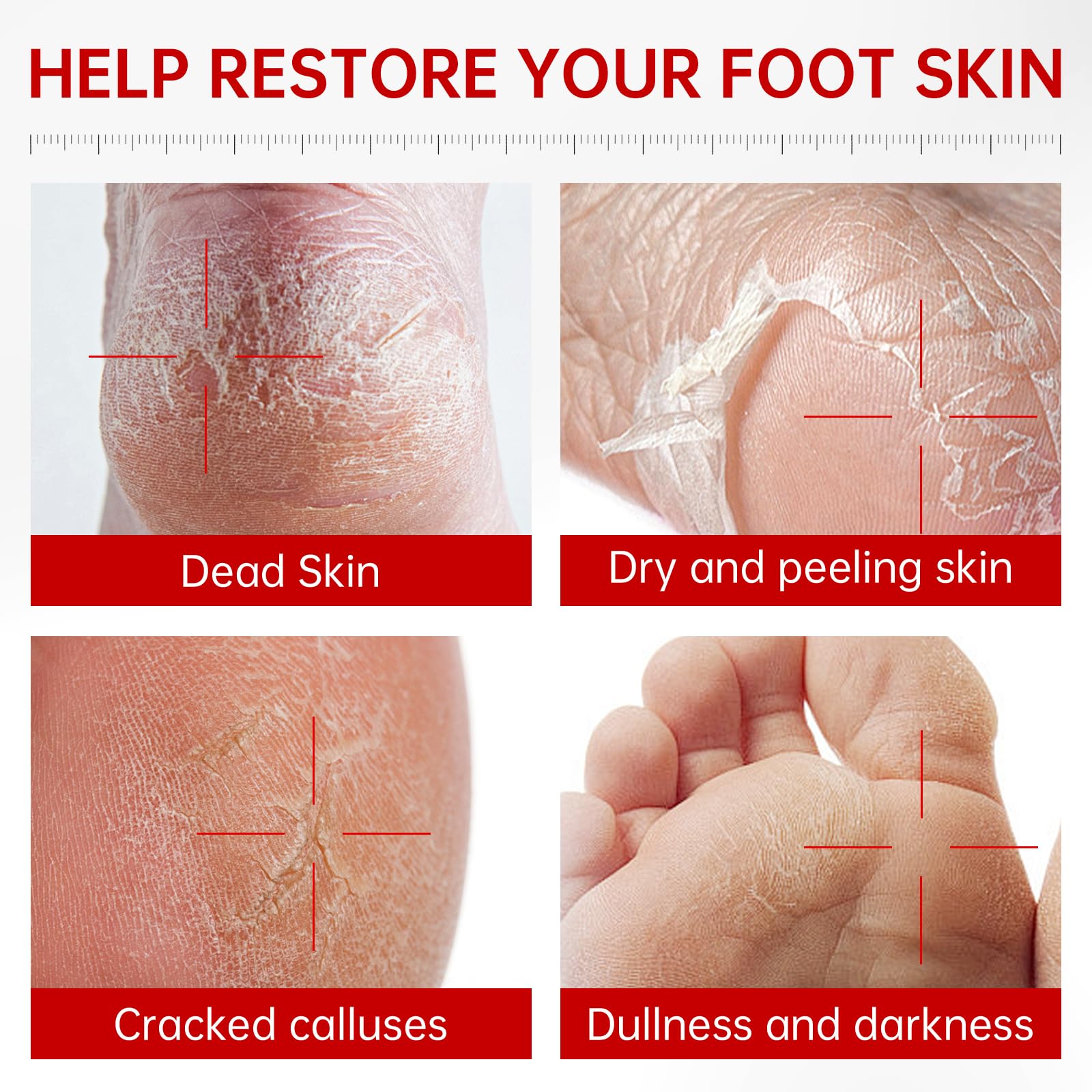 Paquete de 3 mascarillas exfoliantes hidratantes para pies secos y agrietados, removedor de callos y reparación del talón agrietado y cuidado de pies 2