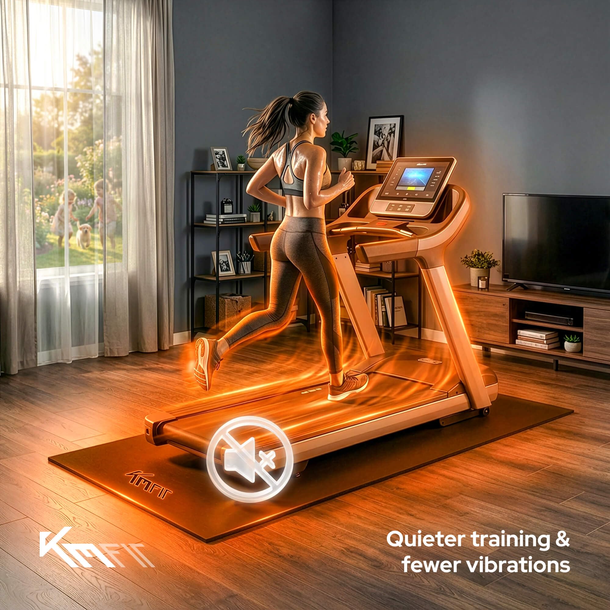 KM-Fit Tappetino Protettivo Fitness | Antiscivolo per Attrezzi Fitness | Isolante Acustico e Antivibrante | Tappetino per Yoga, Pilates ed Esercizi | 4 Misure Disponibili
