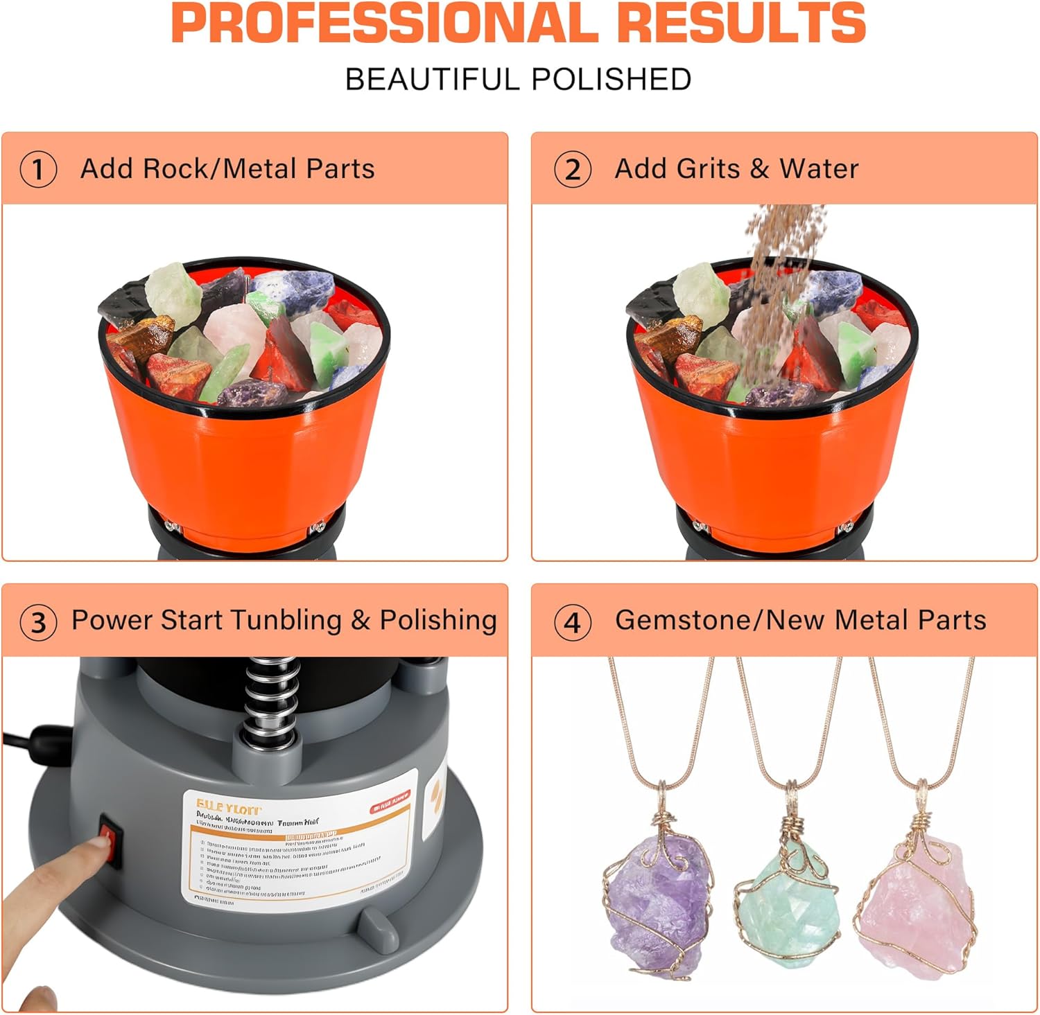 9LBS Vibratory Tumbler Polishing Machine for Rocks/Metal Parts/Screw