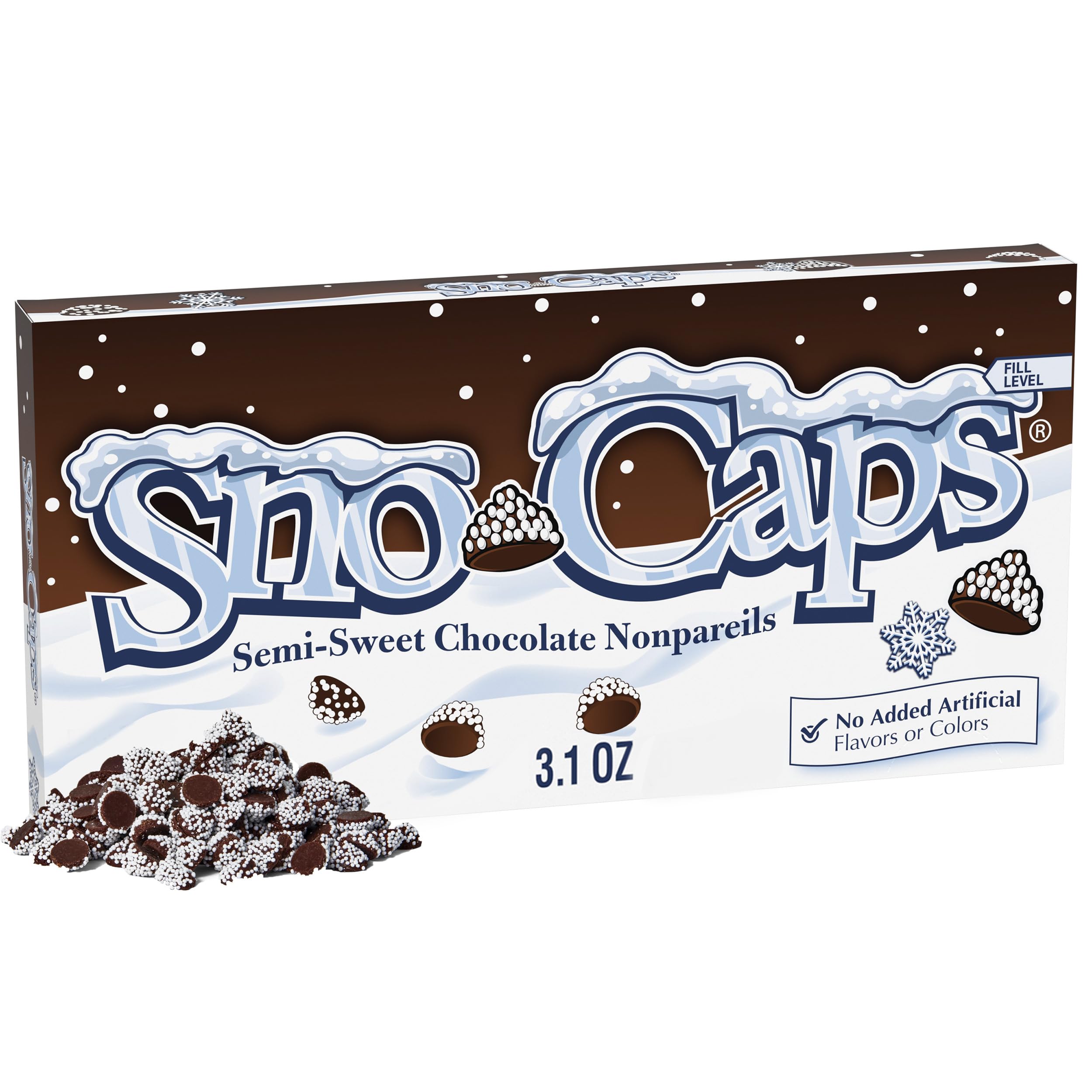Sno-Caps, Semi-Sweet Chocolate Nonpareils, Movie Theater Candy Box, 3.1 oz each, Bulk 15 Pack