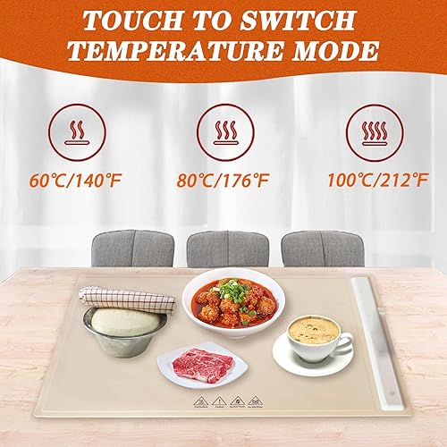 Miniatura 2 de TUSAUW Bandeja de calentamiento eléctrica con control de temperatura ajustable, bandeja portátil para calentar alimentos, bandejas de calentamiento