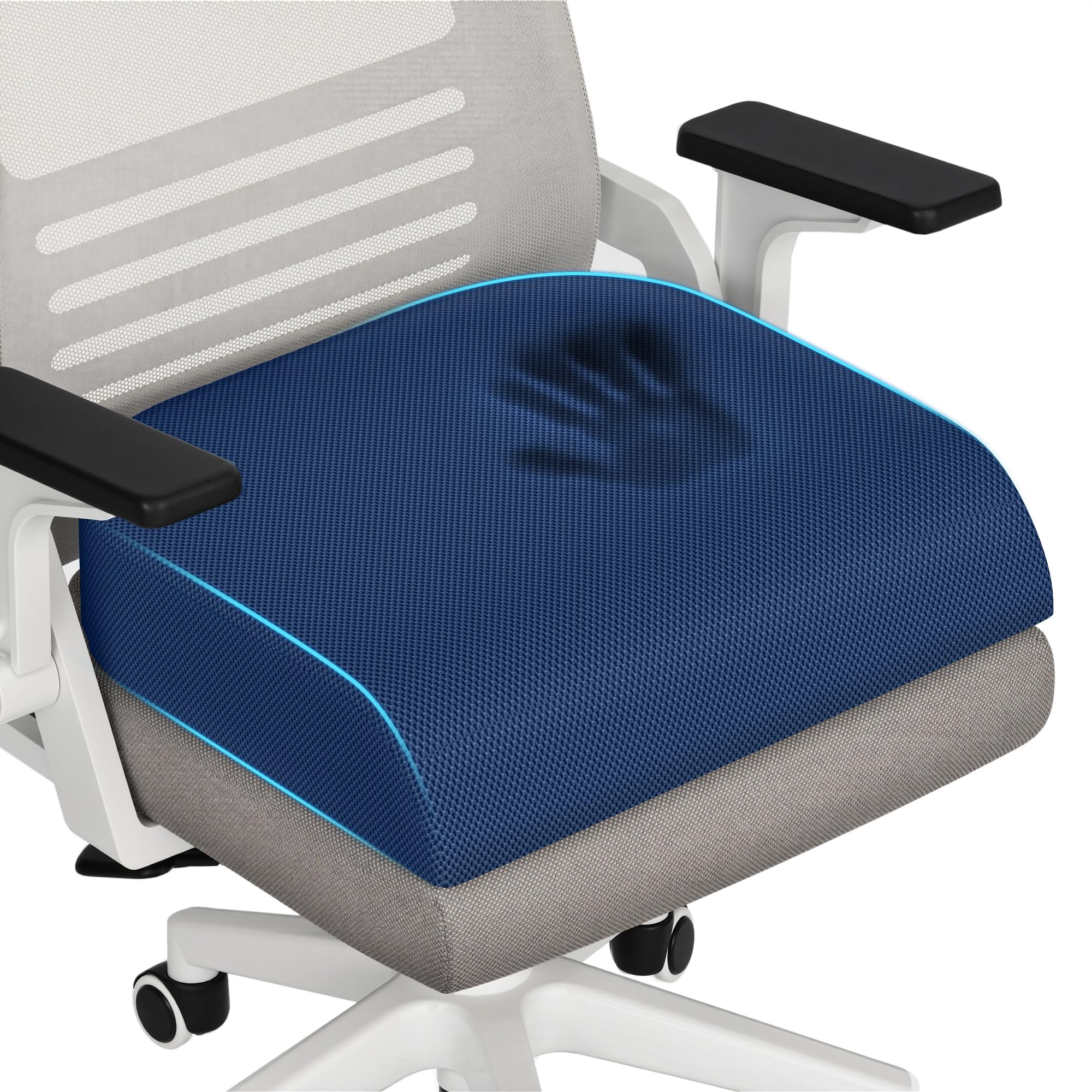 TranquilRelax Cojín de asiento grande, cojín de espuma viscoelástica para largas horas sentadas en la silla de oficina, hogar y automóvil, almohadilla antideslizante para aliviar el dolor de espalda