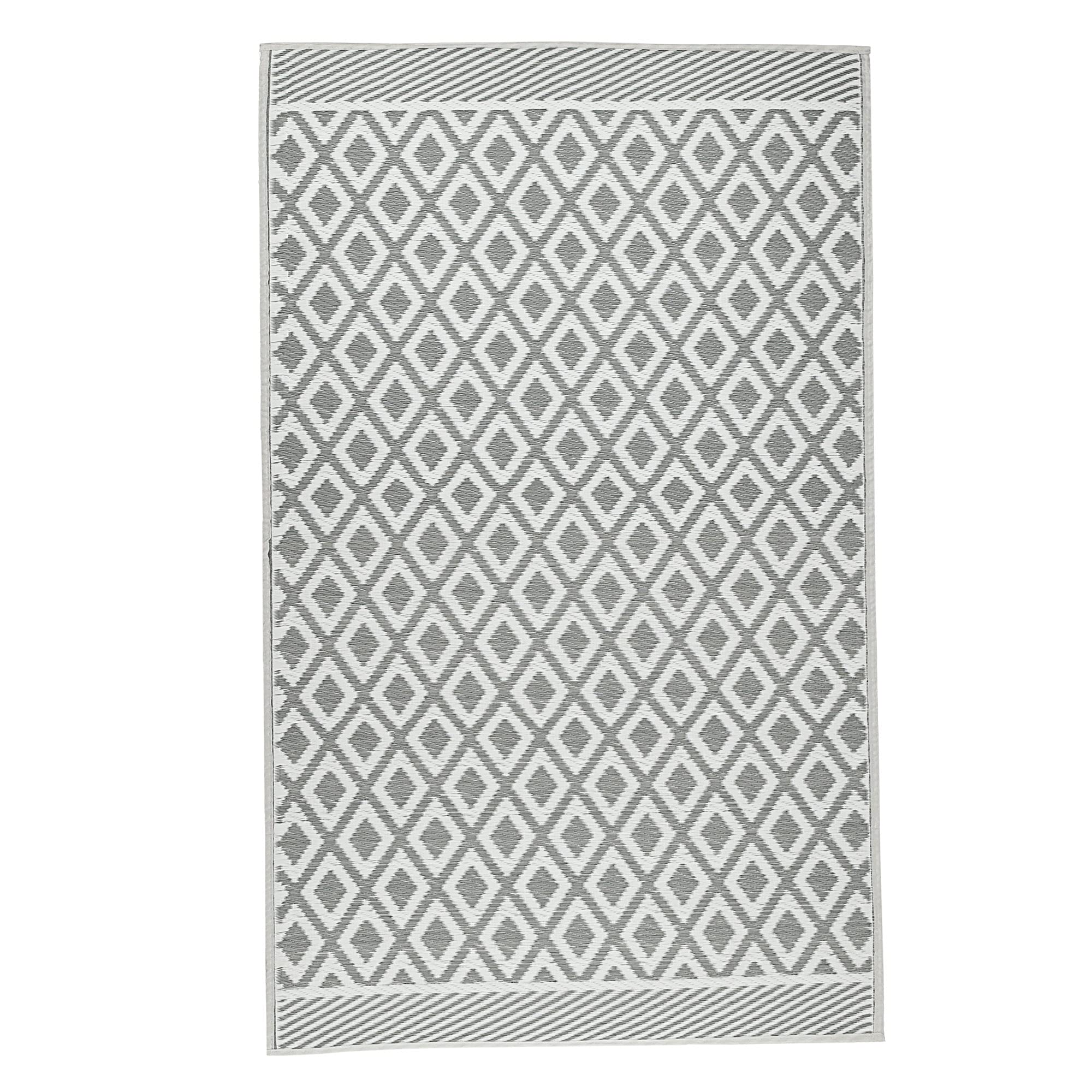 Cepewa Tapis d'extérieur 90 x 150 cm - En plastique gris et blanc - Tapis de sol pour l'extérieur (1 tapis gris/blanc)