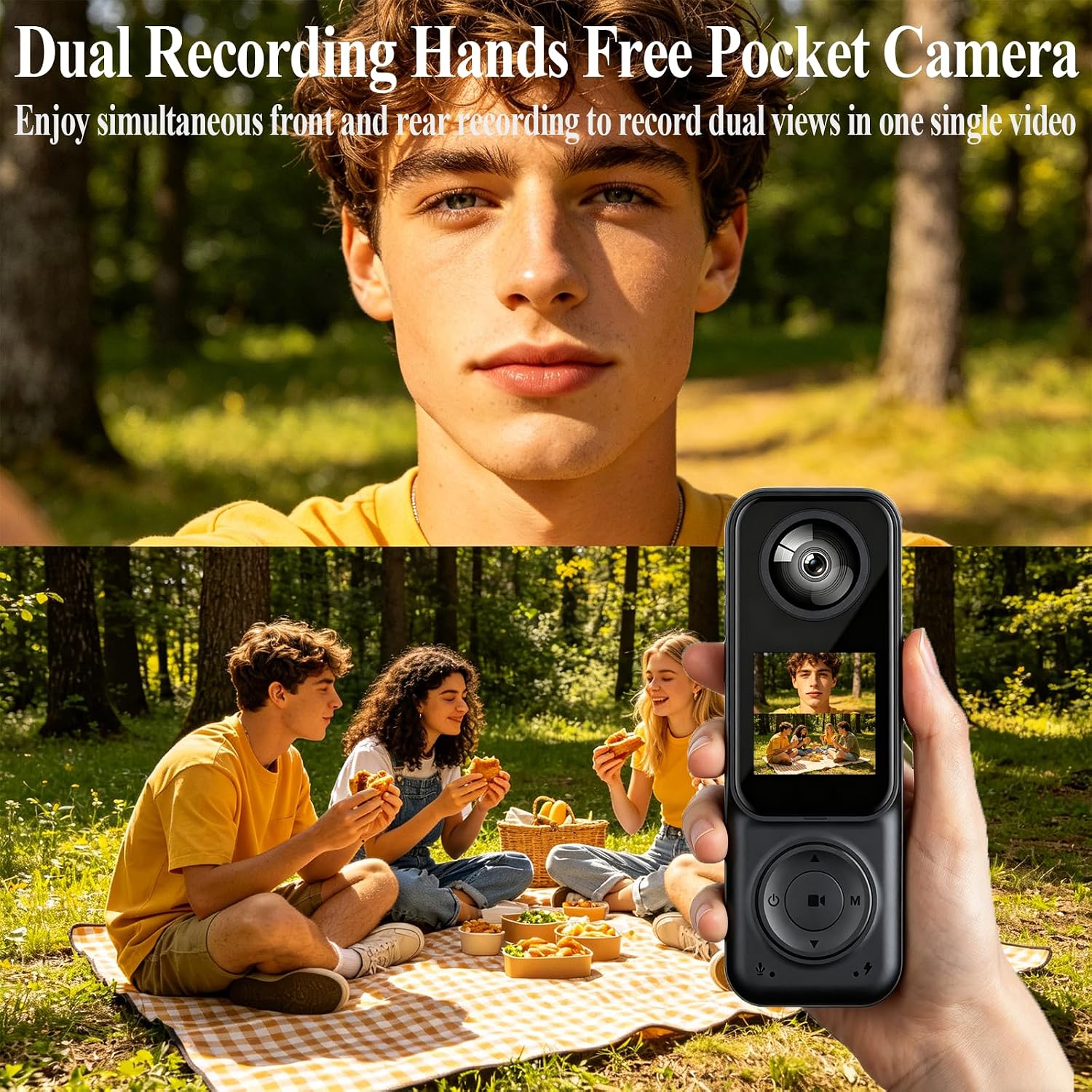 Pocket Camera 4K Output 64GB, WiFi Body Cameras with Audio and Video Recording, Dual Lens&7 Hour Battery (Jet Gray)