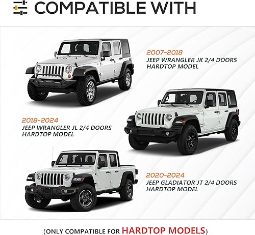 Miniatura 2 de YZONA Barras transversales de techo de 300 libras con 4 barras de luces LED compatibles con Jeep Wrangler JK JKU JL JLU Unlimited y Gladiator JT