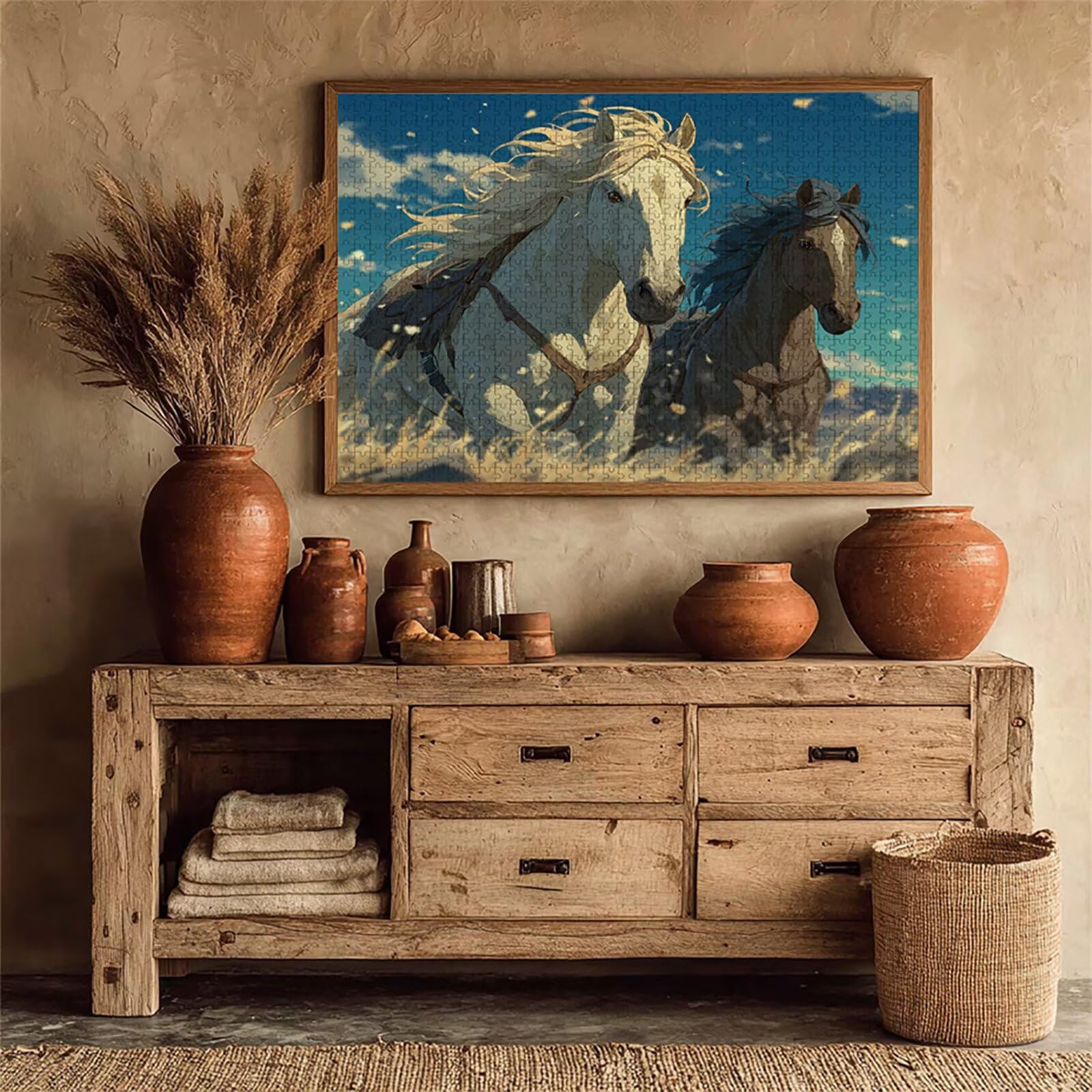 Puzzle 3000 elementów dla dorosłych koni, drewniane puzzle 122 x 81 cm, dla mężczyzn, kobiet, starszych seniorów, części ściśle do siebie pasują, dekompresja, dekoracja ścienna, prezenty dla