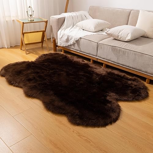 Miniatura 159 de Alfombra blanca de piel sintética de piel de oveja de 2 x 6 pies, alfombra mullida súper suave y esponjosa utilizada para dormitorio, suelo de Blanco