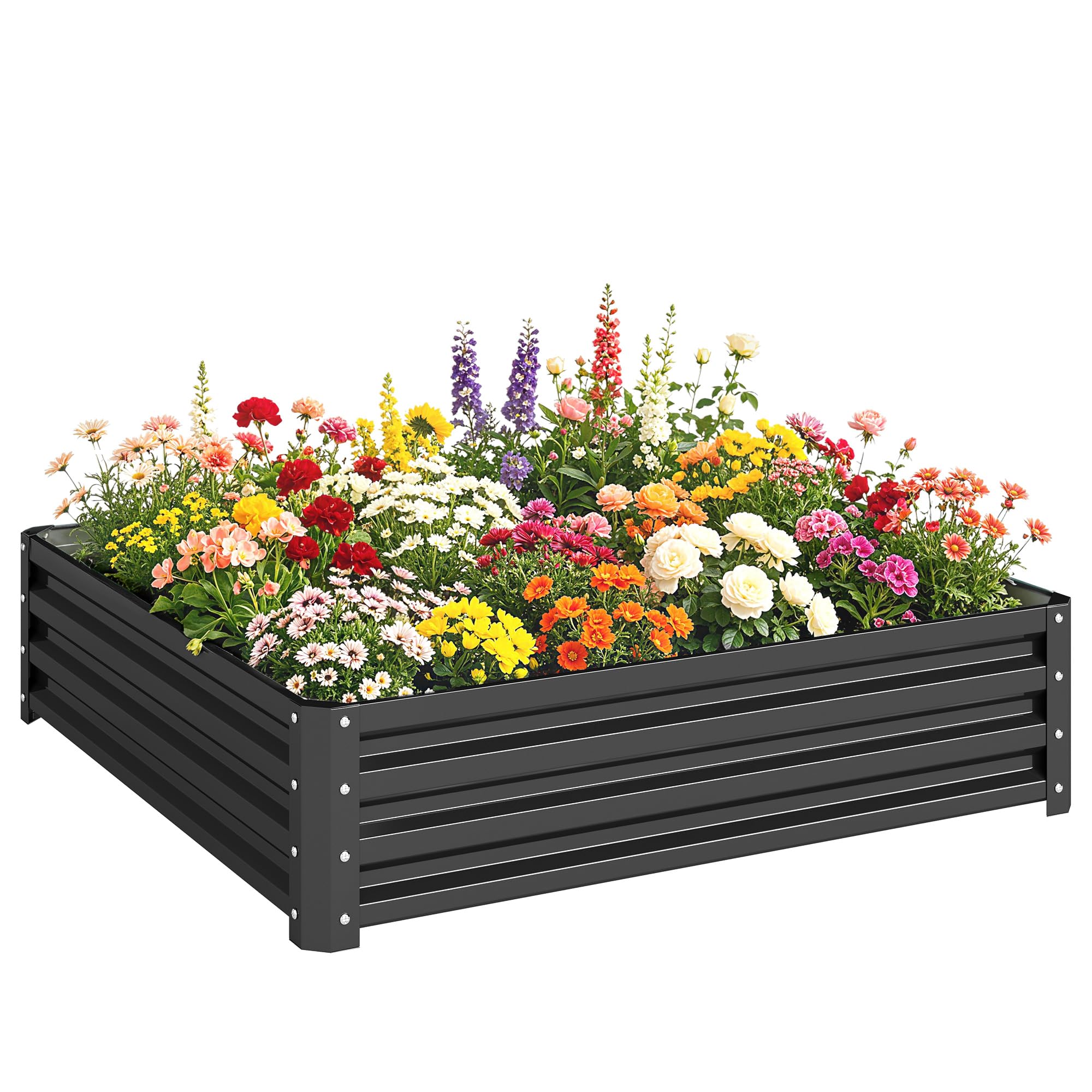 Outsunny Raised Garden Bed - Galvanised Steel Planter Kit - Outdoor Flower Vegetable Garden