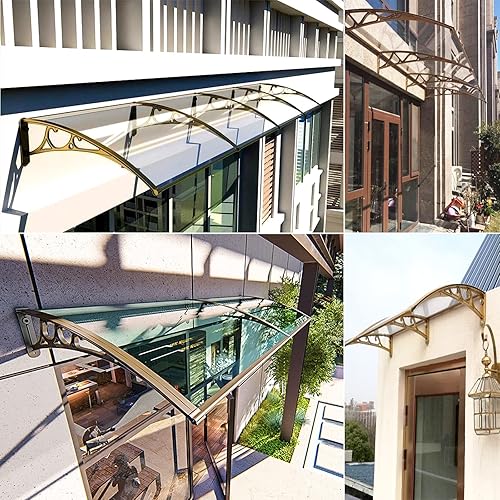 Miniatura 7 de Toldo curvado para ventana delantera, refugio de protección contra la lluvia y la nieve, para patio al aire libre, cubierta de policarbonato