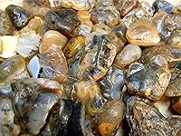 Vista 2 de Kit de recambio de gemas de vaso de roca Yellowstone, ágata dendrita negra Montana áspera 8 onzas