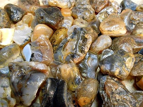 Miniatura 2 de Kit de recambio de gemas de vaso de roca Yellowstone, ágata dendrita negra Montana áspera 8 onzas