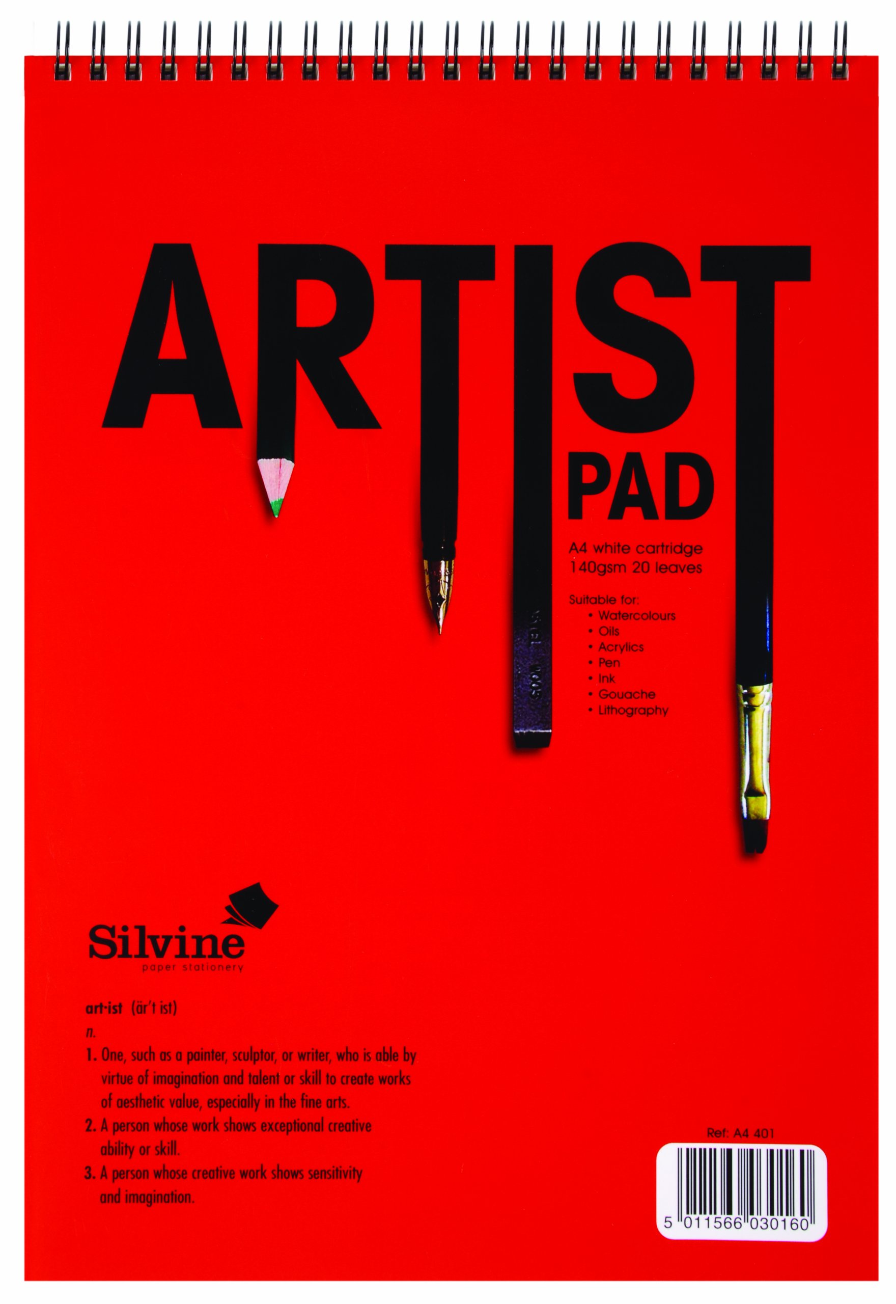 Silvine A4 artists pad 140gsm cartridge paper x 1 single pad