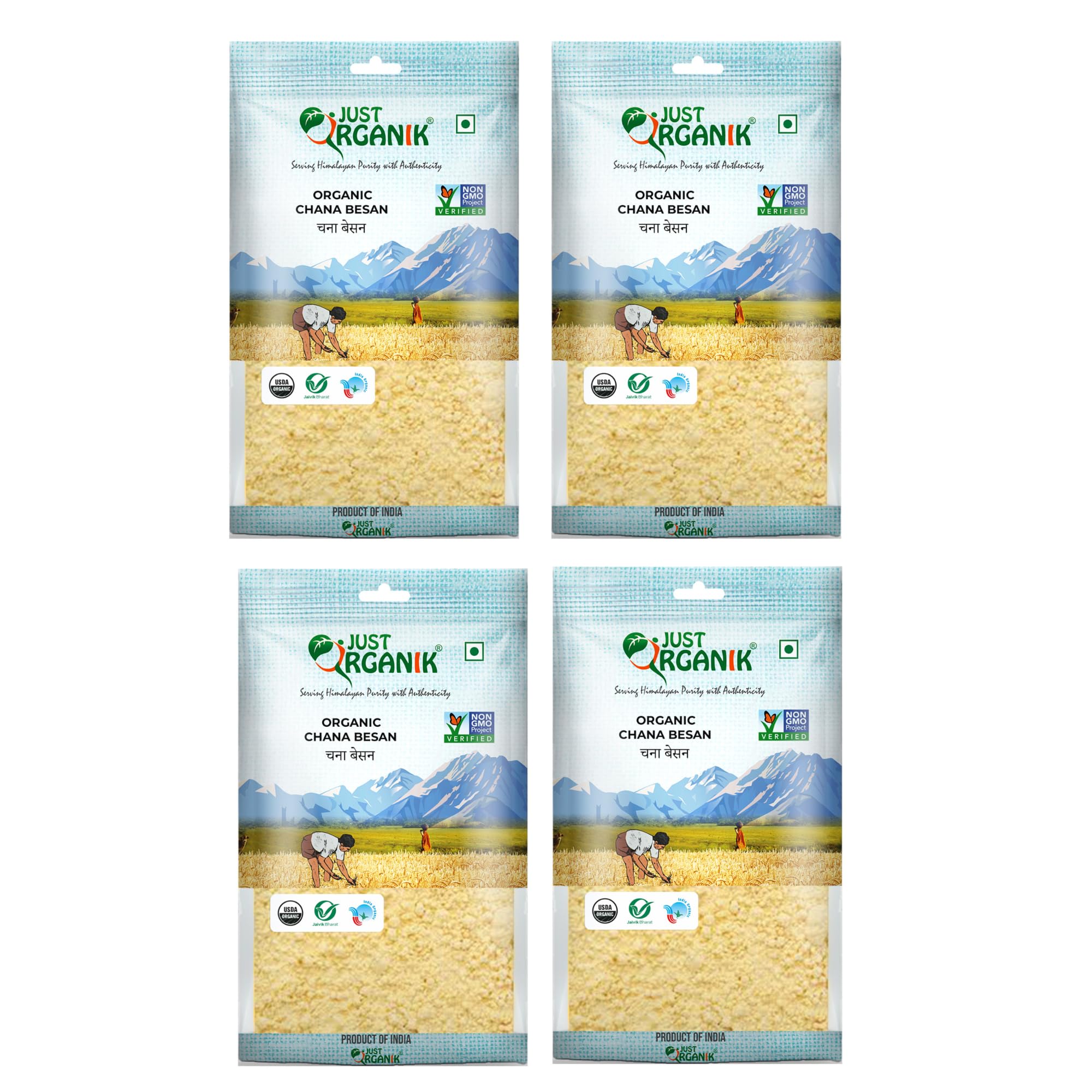 Just Organik - Organic Chana Besan 2 Kg, (4 x 500g), 100% Organic | pack of 4 | Gram flour | chickpea flour | bengal gram Fine besan (B095XJTQYD) Amazon Price History, Amazon Price Tracker