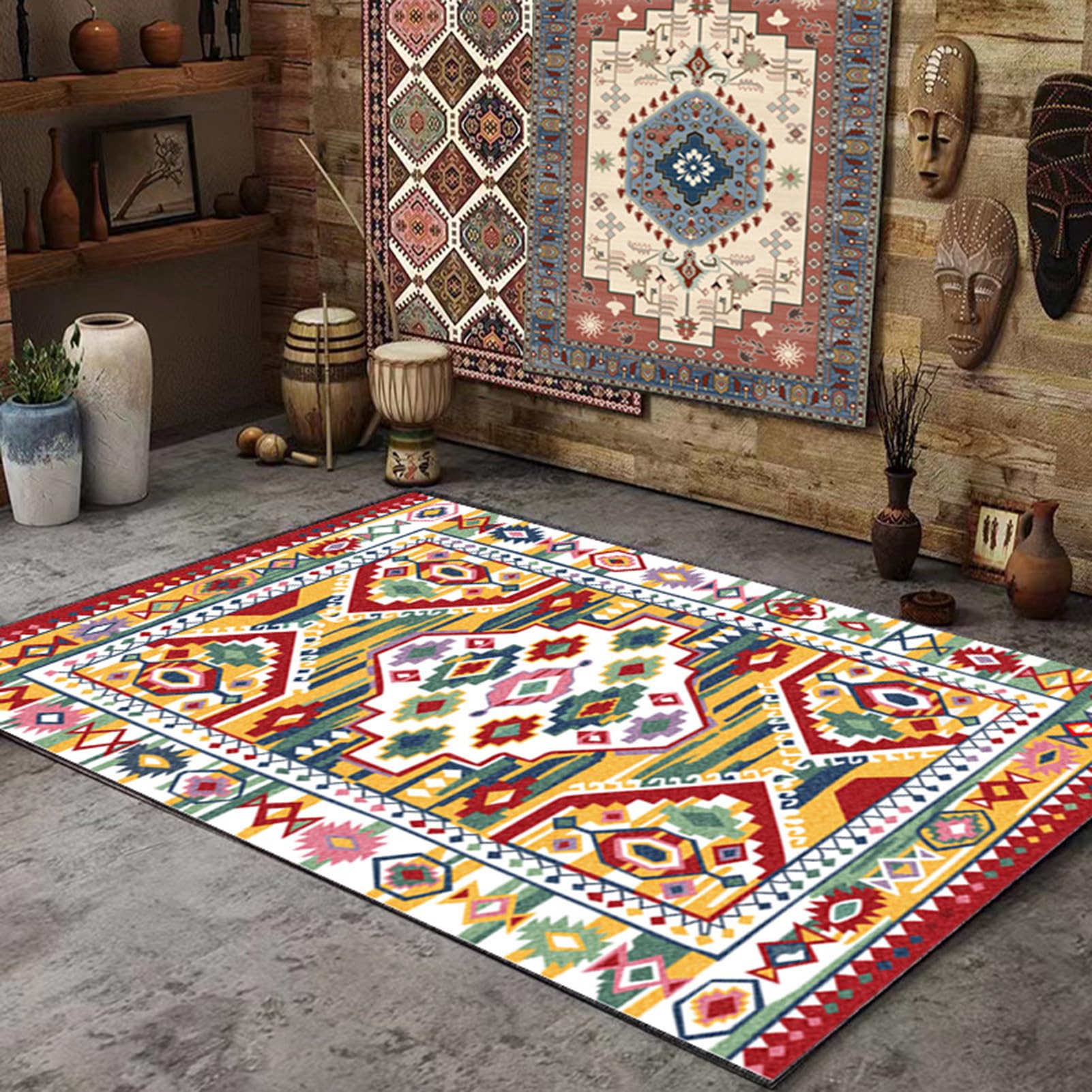 HGTRH Outdoor Patio Rug Waterproof Non Slip Washable, Rugs Outdoor Waterproof 5x7, Crystal Velvet Outdoor Carpet Tiles for Patio Portable Camping RV Rug Indoor Outdoor Area Rug for Porch Balcony