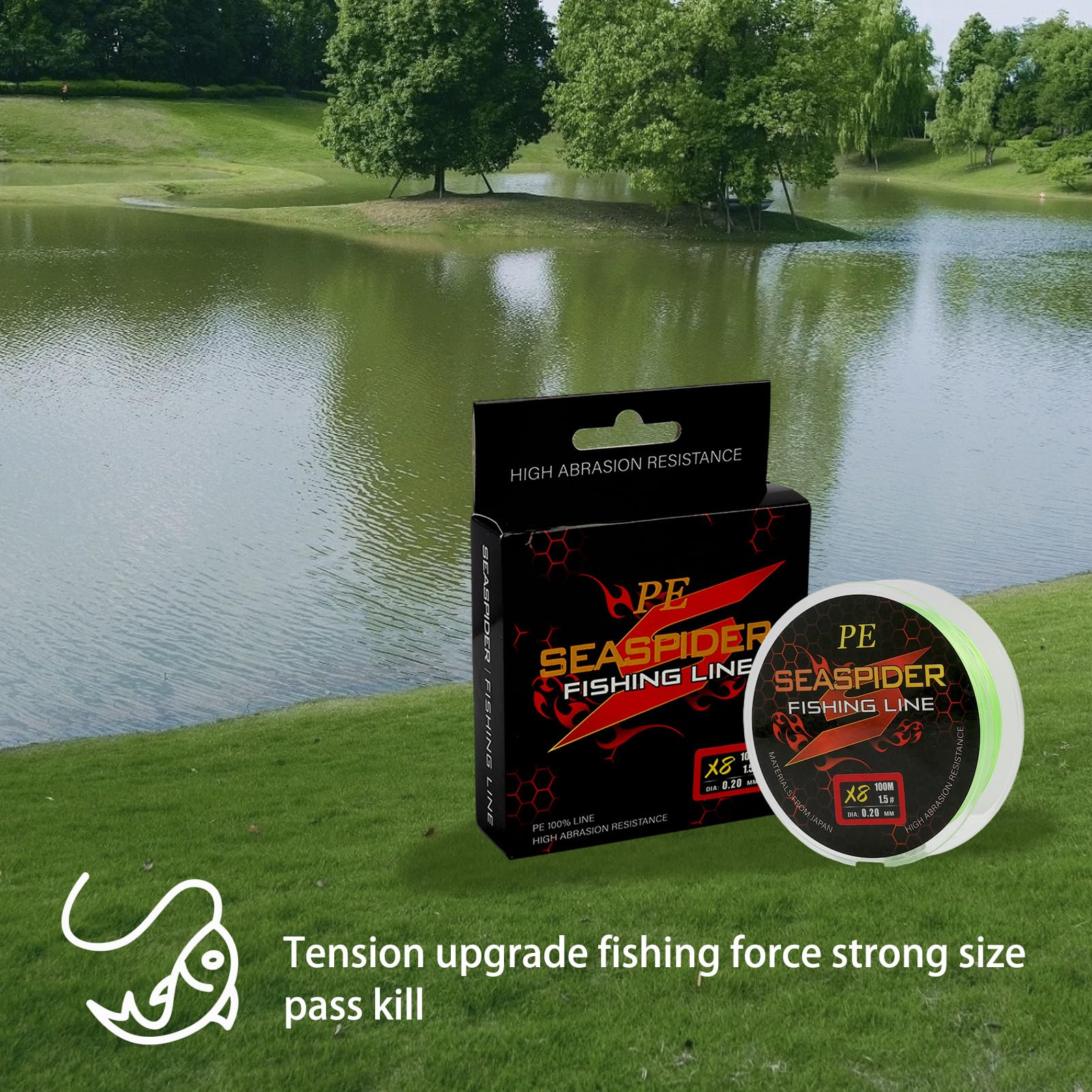 100m Tresse Fil de Peche 8 brins fluorocarbone, pour la Pêche au Lancer et Jigging, Couleur Vert pour Visibilité Accrue, Haute Flexibilité et Résistance à l'abrasion