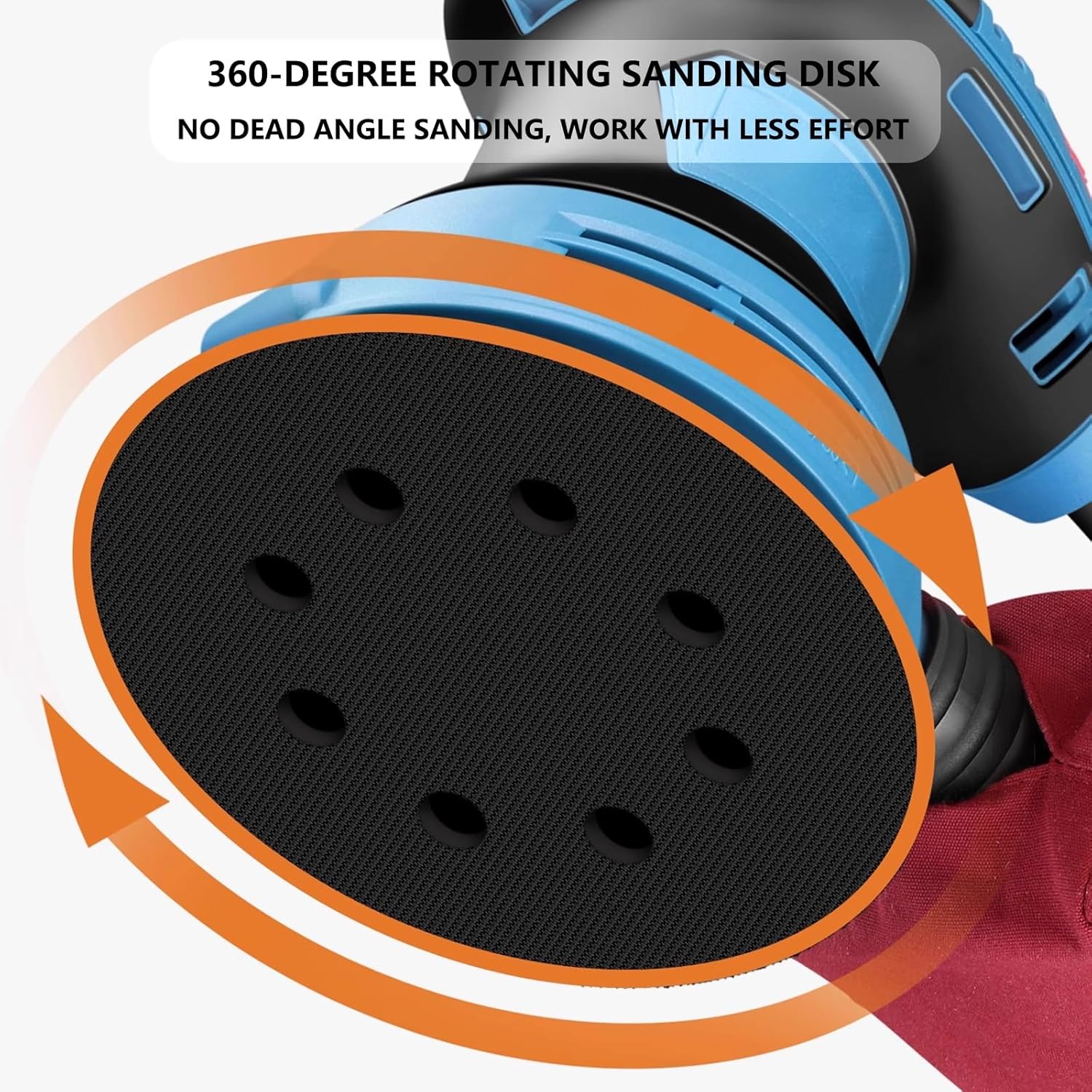 5-Inch Random Orbital Sander,350W 12000 OPM Electric Palm Sander, 6 Variable Speeds, with 150pcs Sandpaper & Detachable Dust Bag, Power Sander for Woodworking, Sanding & Polishing