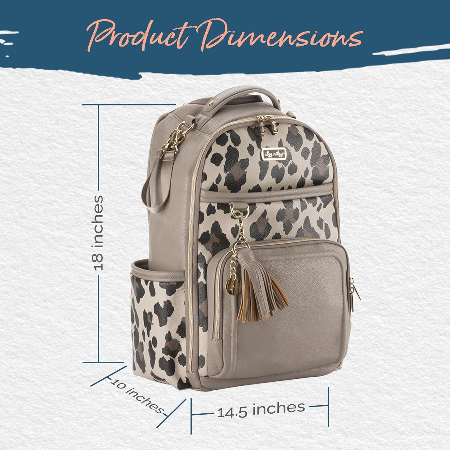 Itzy Ritzy Diaper Bag Backpack – Large Capacity Boss Plus Baby Backpack Diaper Bag Featuring 19 Pockets, Changing Pad, Stroller Clips, and Comfortable Straps (Leopard) - Image 7