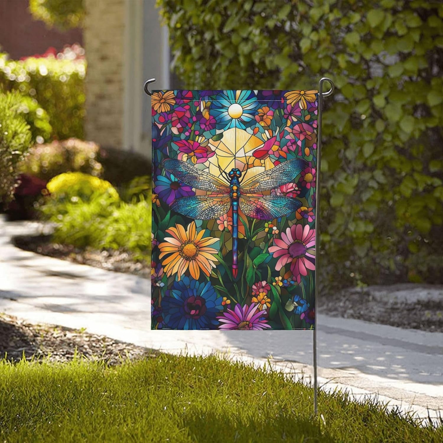 Dragonfly Flowers Garden Flag Vertical Double Sided Outdoor Yard Flags 12.5x18 Inch Burlap Banners for House Lawn - Image 4