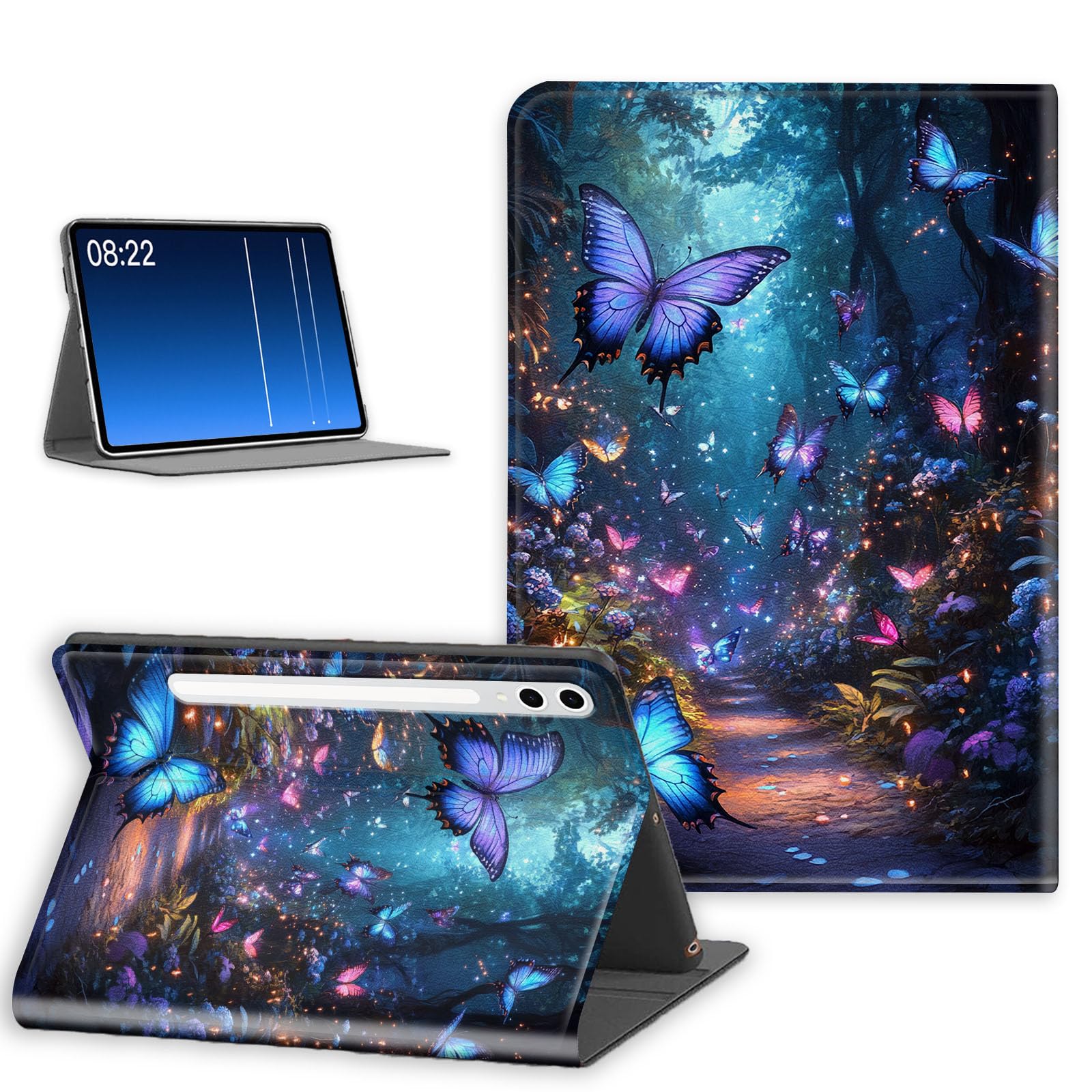 for Samsung Galaxy Tab S10 Ultra 14.6 inch Case, Slim Stand Cover with Auto Wake/Sleep,PU Leather Smart Protective Case for Galaxy Tab S10 Ultra 2024 Tablet,Fantasy Butterfly Forest