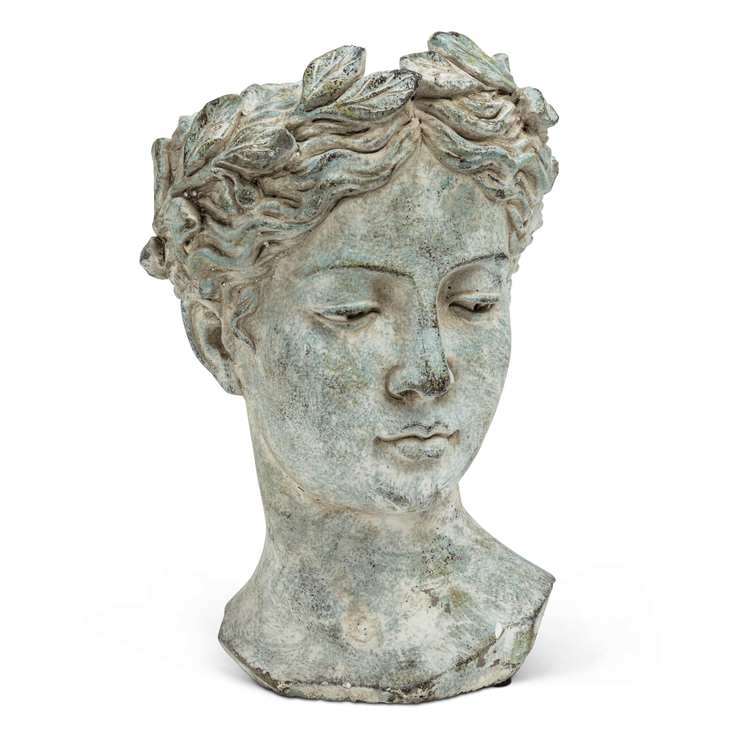 Abbott Collection Cache-Pot tête de déesse – Grand modèle en Ciment pour intérieur et extérieur, pour Fleurs et Plantes Grasses (Gris, 25 cm de Hauteur, Ouverture 11,5 cm)
