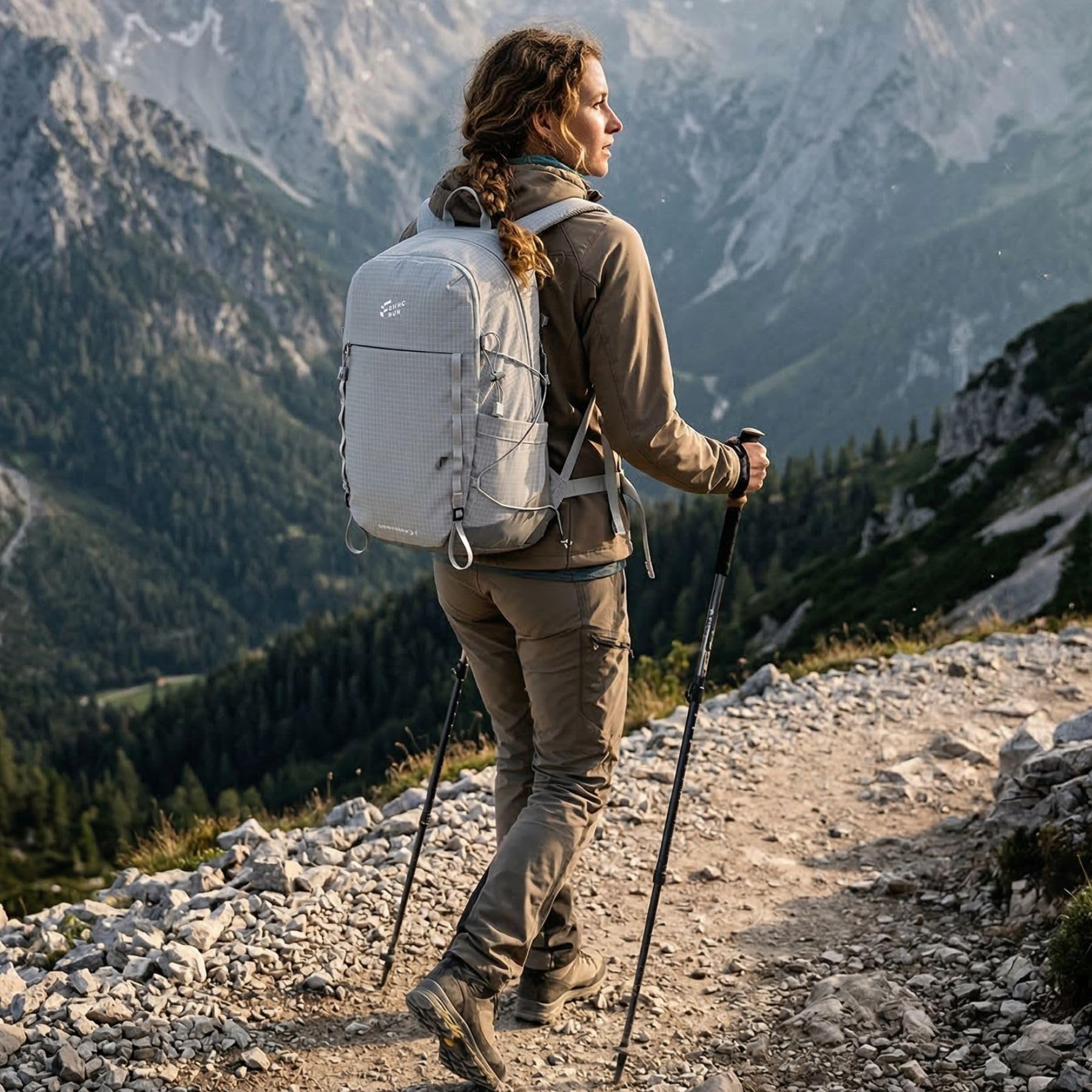 25L Wanderrucksack Damen Herren Reiserucksack Tagesrucksack Wasserdicht Leicht Backpack für Wandern Radfahren Klettern Camping Sport Reis mit Reflektierenden Streifen