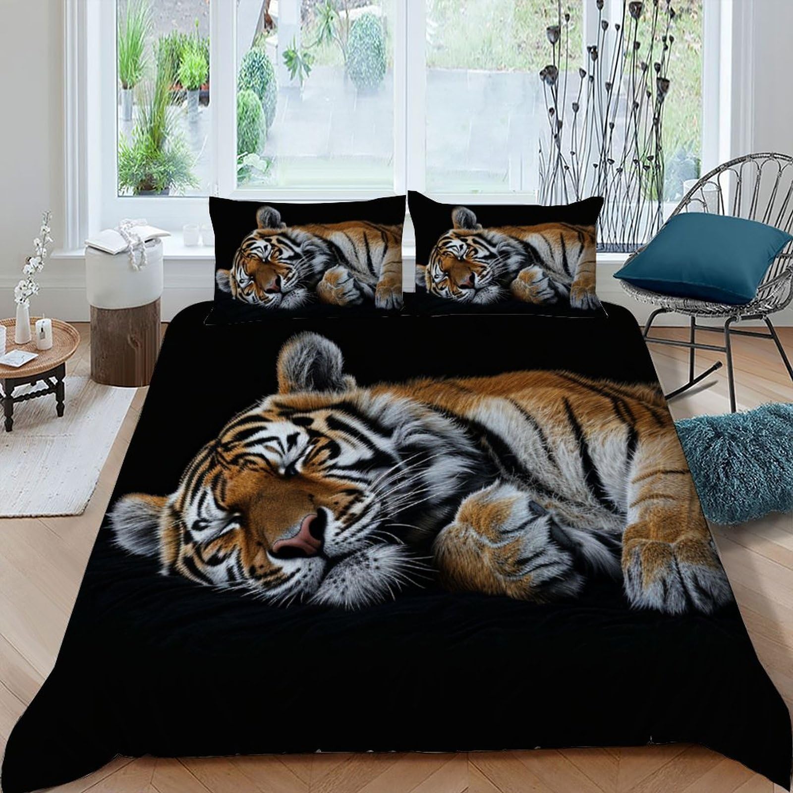 Housse de couette tigre ensemble de literie 3D animal sauvage king 220x240cm