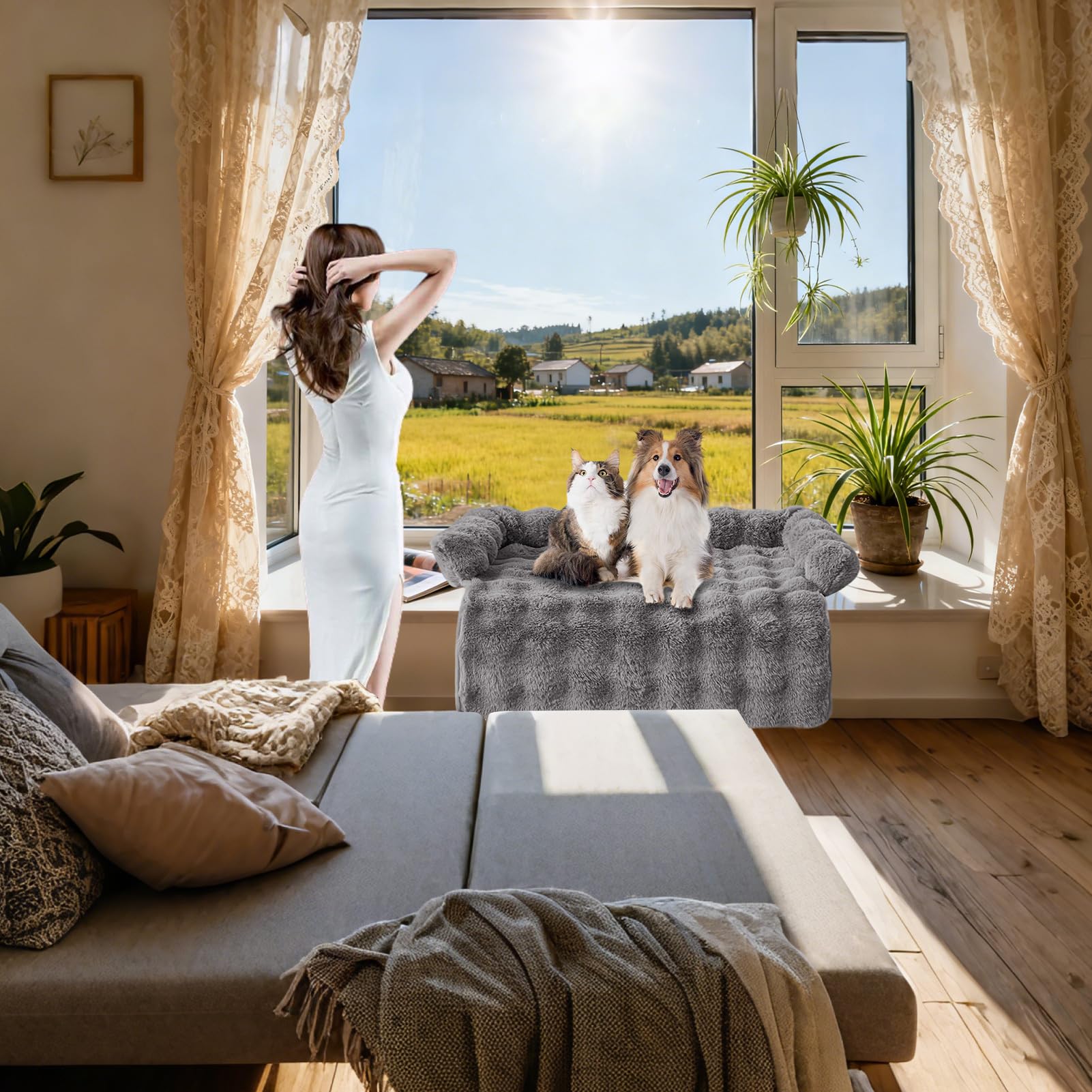 Genérico Hundekissen | Raised Edge Furniture Protector | Calming Dog Couch Cover - für Schlafzimmer Wohnzimmer Nursery Play Apartment