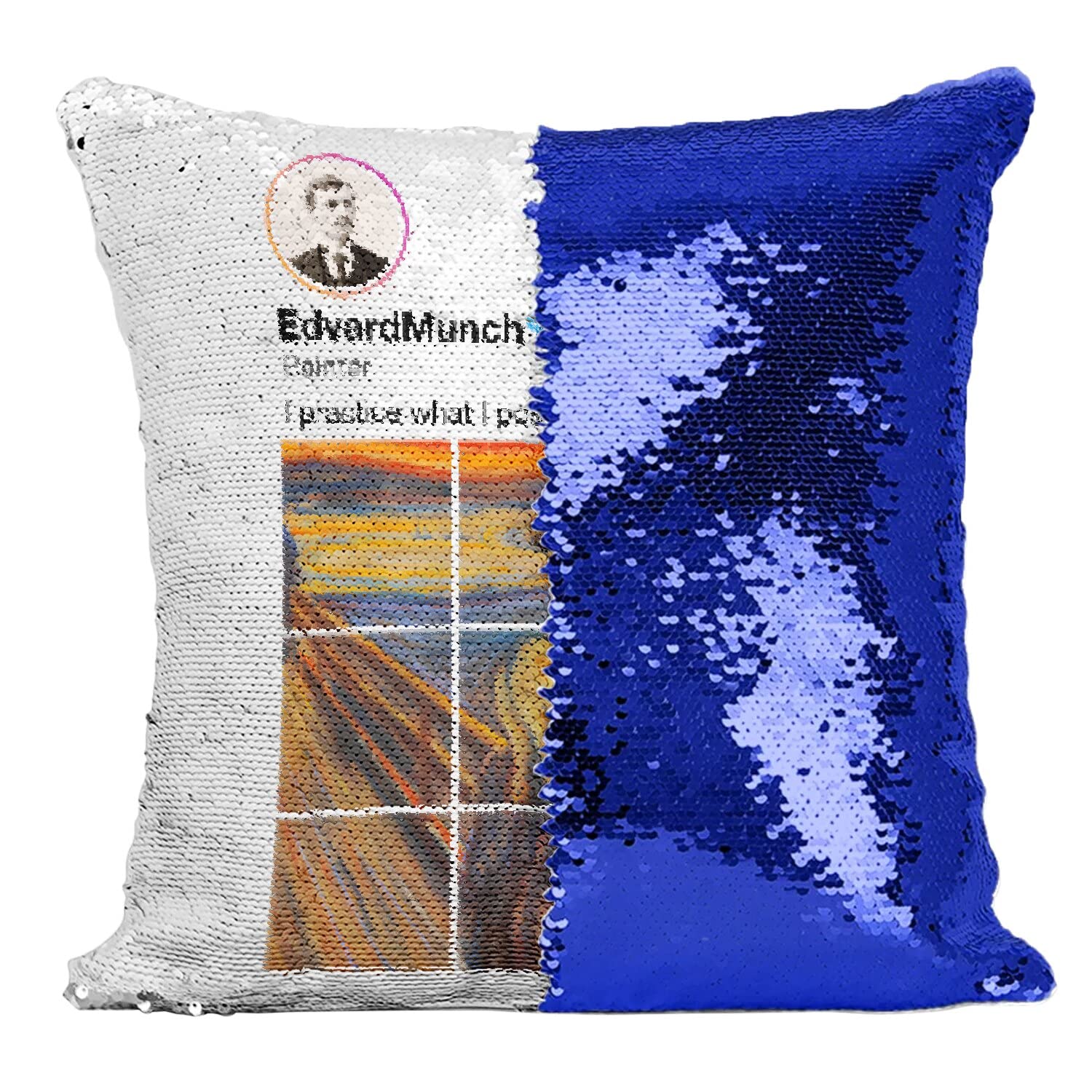 Coussin avec housse sequin bleu Munch pour illuminer votre salon