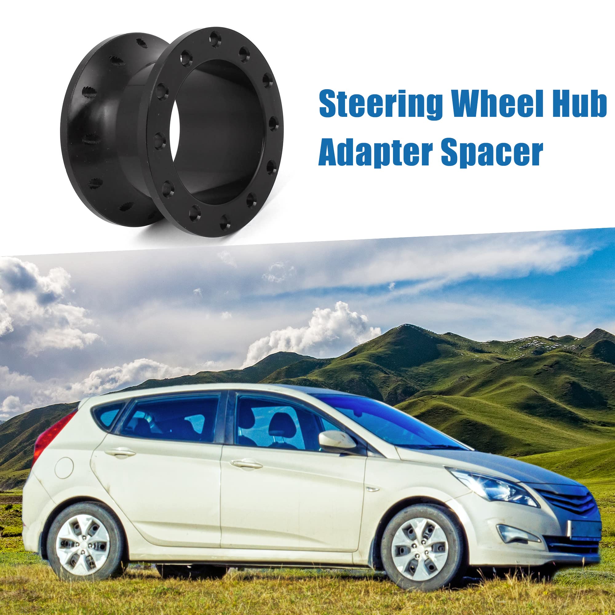 A ABSOPRO Voiture 5cm Hauteur Direction Roue Moyeu Adaptateur Entretoise Noir
