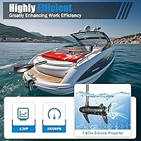 Vista 2 de Motor de arrastre eléctrico de empuje de 12 V, 800 W, 1.2 HP, motor de arrastre de agua salada montado en el popa con mango ajustable para kayaks