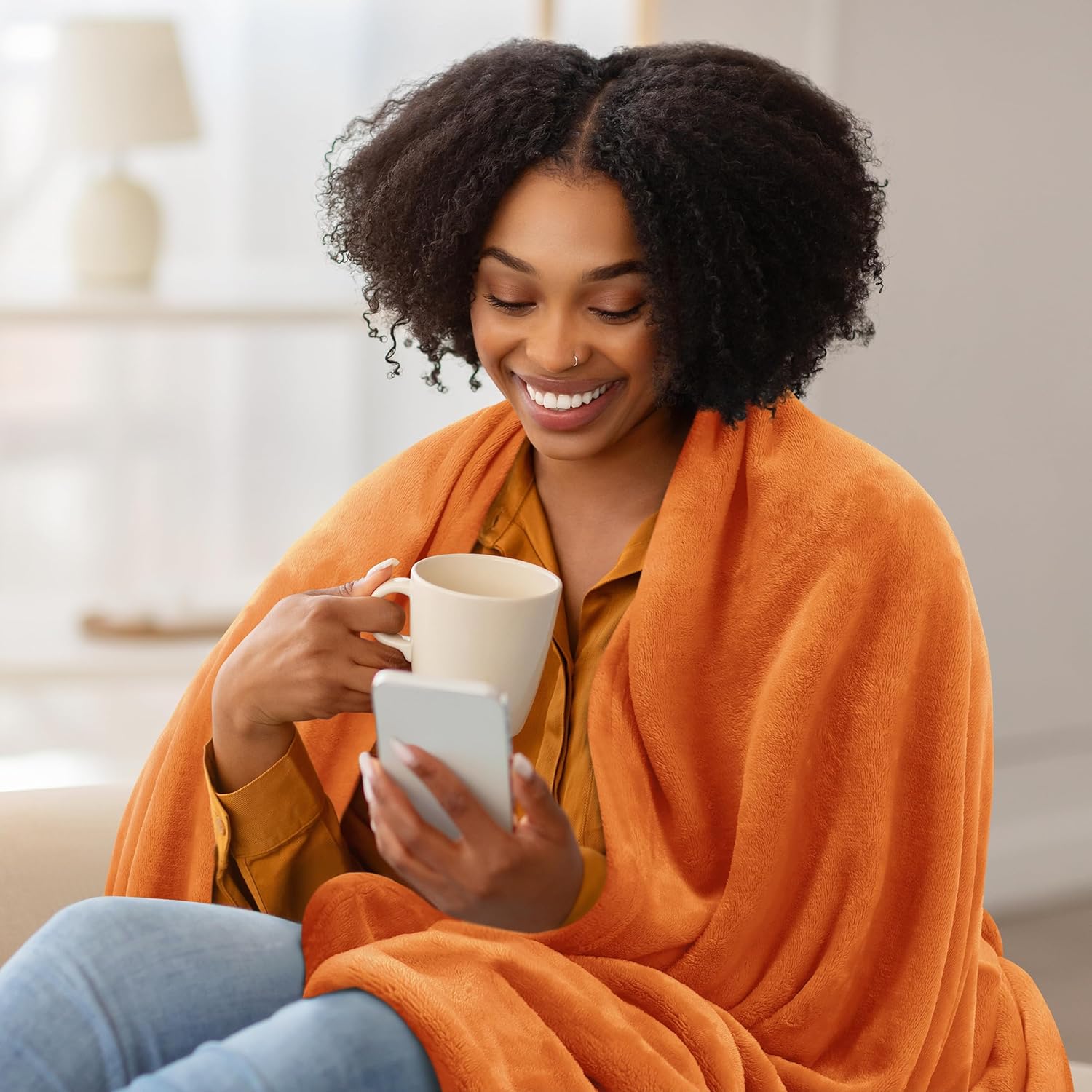 Utopia Bedding Fleece Blanket Throw Size Burnt Orange 300GSM Luxury Anti-Static Fuzzy Soft Microfiber Blanket for Couch, Sofa and Bed (50x60 Inch) - Image 3