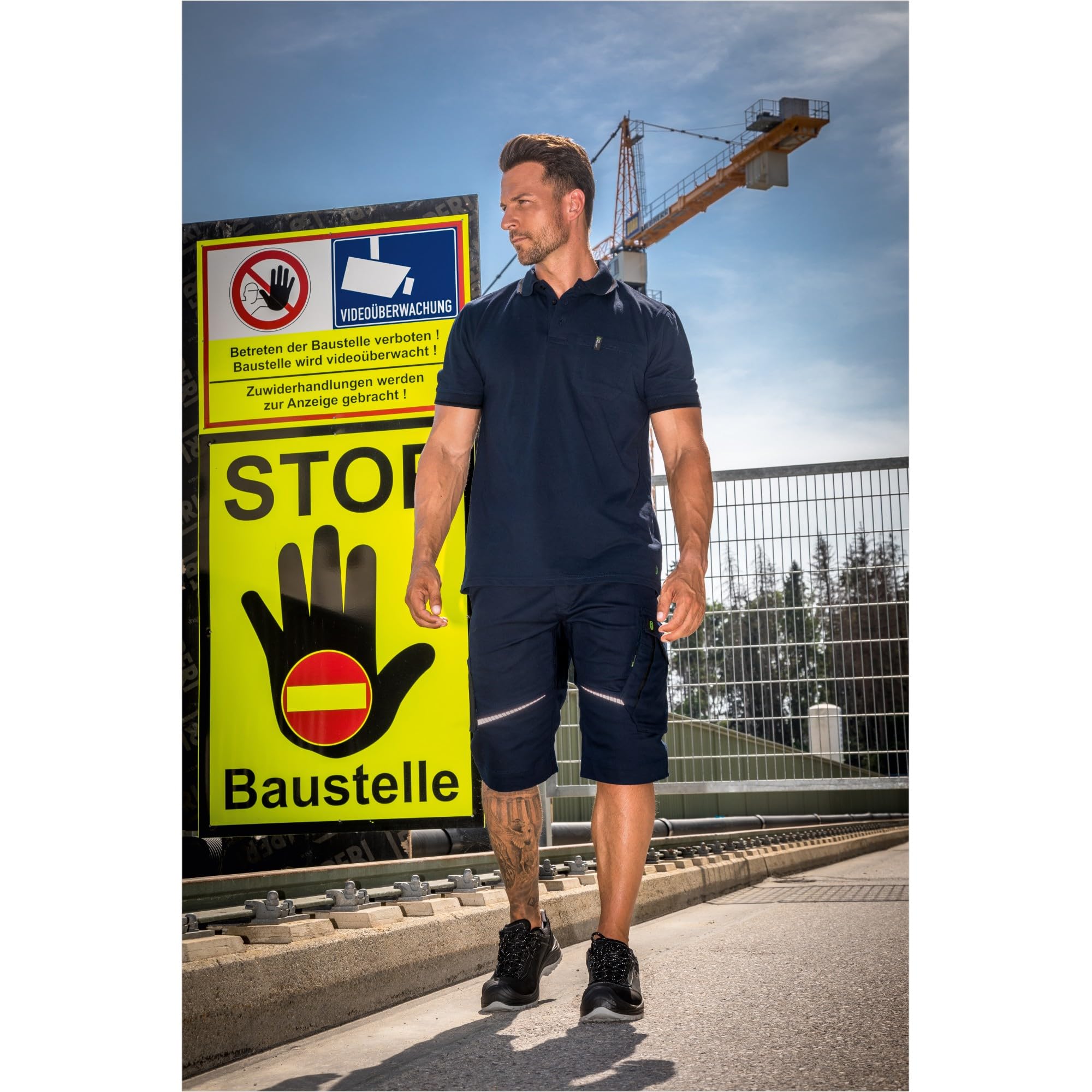 Leibwächter Arbeitsshorts Herren Flex Line – Robuste Cargo Hose mit Taschen – Handwerker Shorts – Berufsbekleidung – Multifunktionshose mit Reflektoren