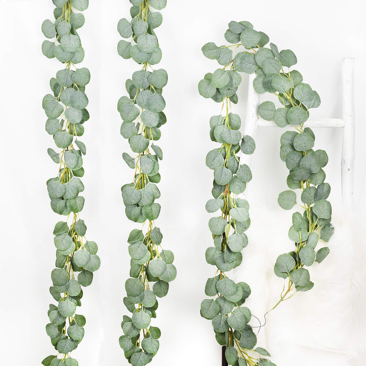 DearHouse 3PCS Eucalyptus Garlands Artificial Greenery Garland Faux Silk Eucalyptus Vines Wedding Backdrop Wall Decor Flower Arrangement