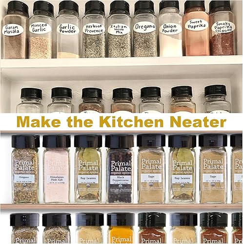 Miniatura 8 de Paquete de 28 tarros cuadrados de plástico para especias de 3.5 onzas, recipientes cuadrados vacíos con tapas de rosca negras, botellas de plástico