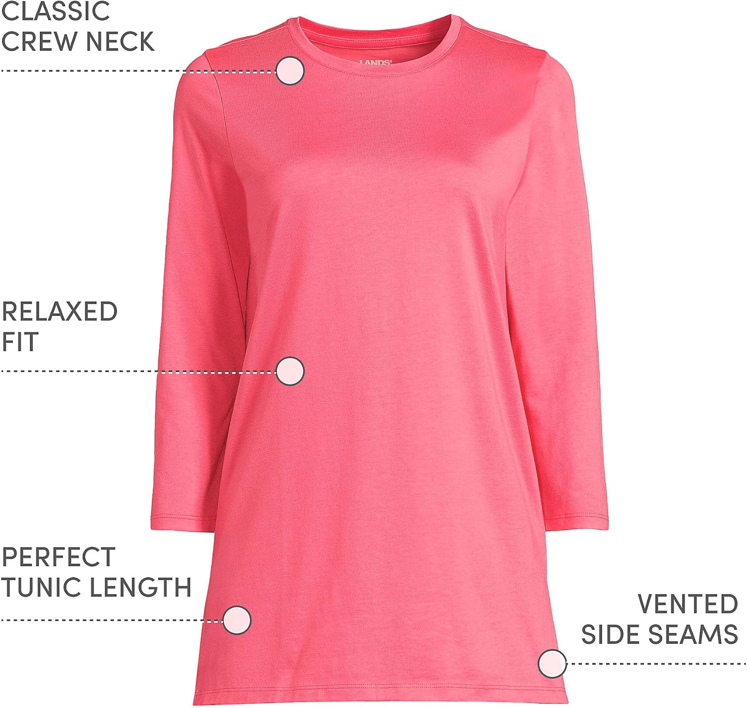 Lands' End Women's 3/4 Sleeve Supima Cotton Crewneck Tunic - Image 4