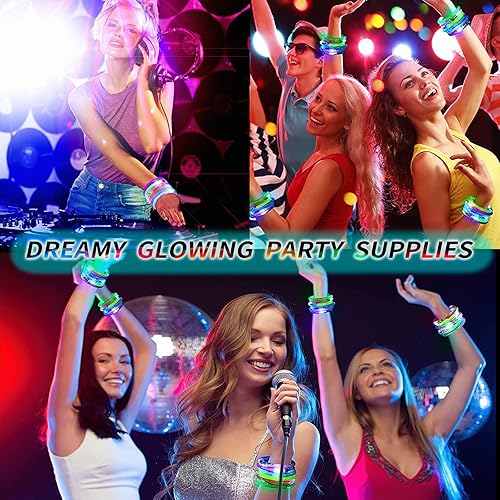 Miniatura 5 de 90 pulseras LED que brillan en la oscuridad, suministros de fiesta, pulseras iluminadas para niños y adultos, recuerdos de fiesta para Navidad,